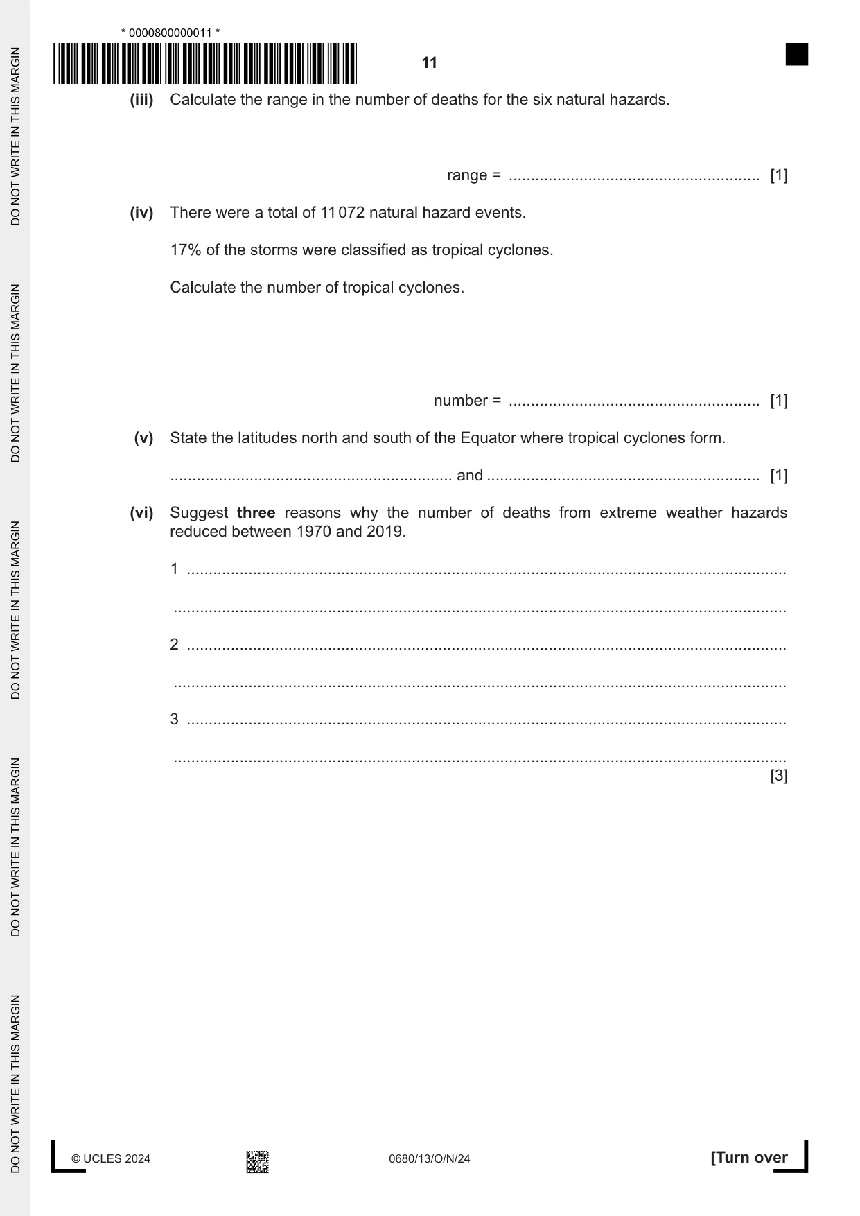 Cambridge IGCSE Environmental Management 0680 2024 Oct/Nov Paper 1 · Variant 3 question paper, page 11 of 20