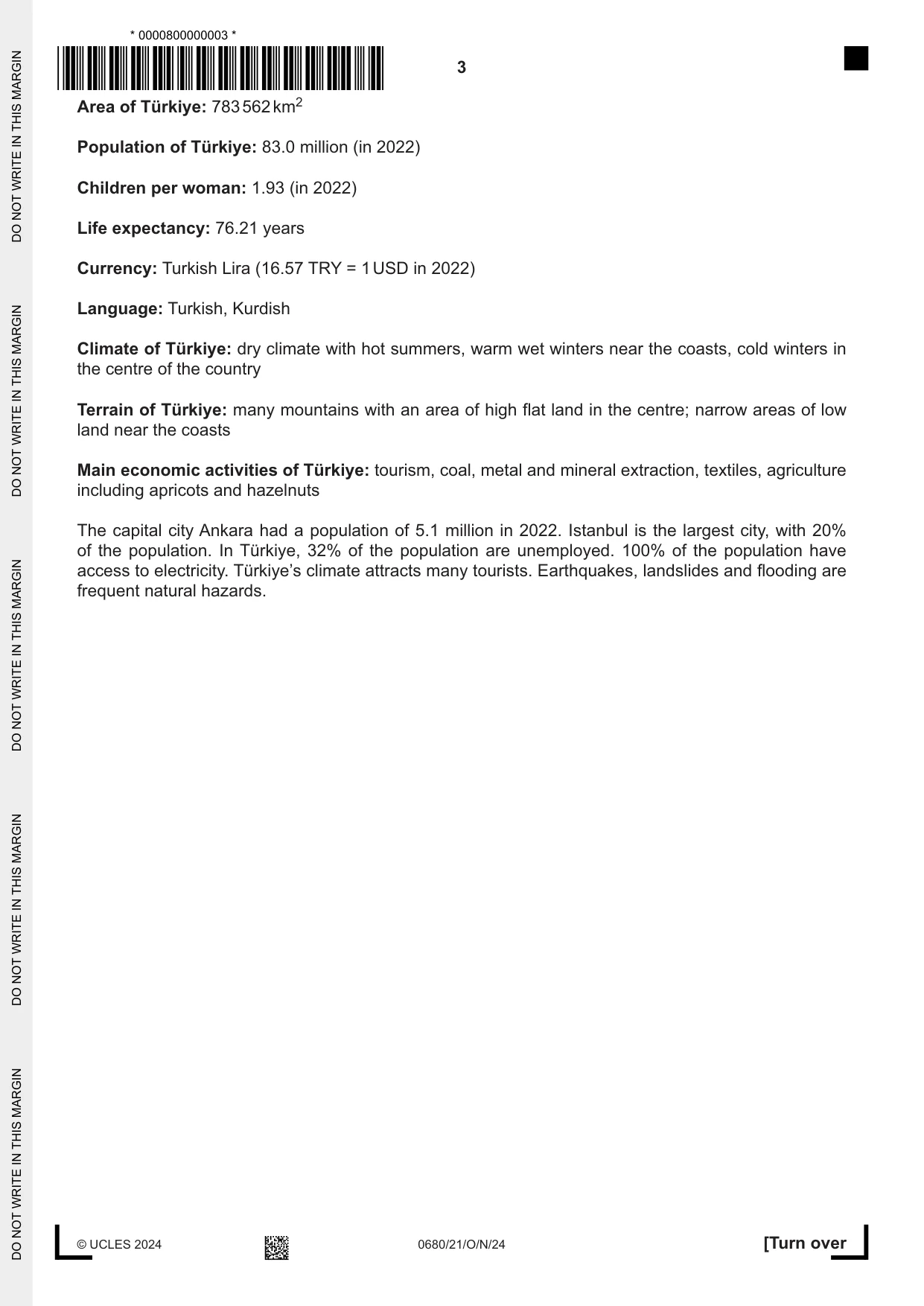 Cambridge IGCSE Environmental Management 0680 2024 Oct/Nov Paper 2 · Variant 1 question paper, page 3 of 20