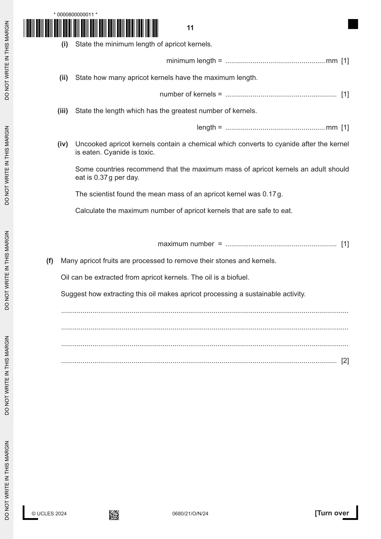 Cambridge IGCSE Environmental Management 0680 2024 Oct/Nov Paper 2 · Variant 1 question paper, page 11 of 20