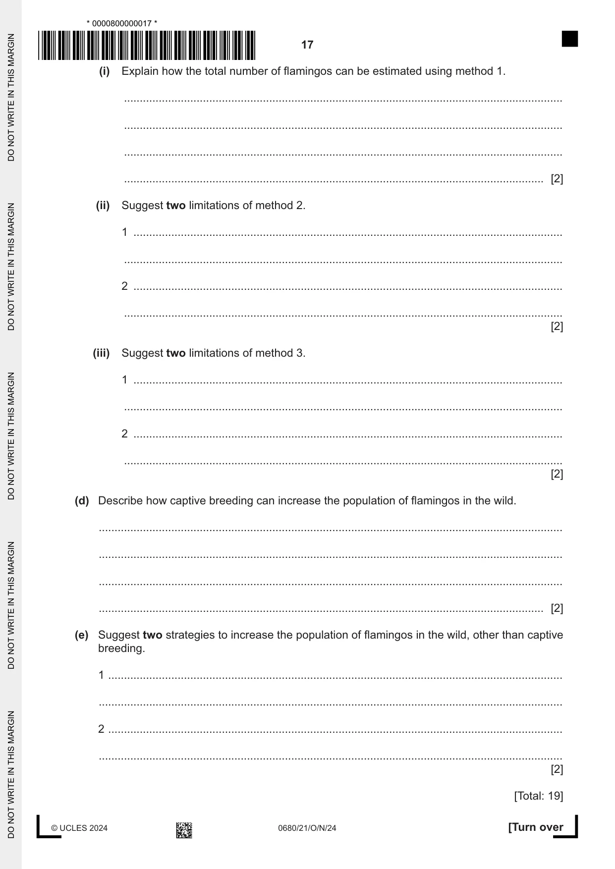 Cambridge IGCSE Environmental Management 0680 2024 Oct/Nov Paper 2 · Variant 1 question paper, page 17 of 20
