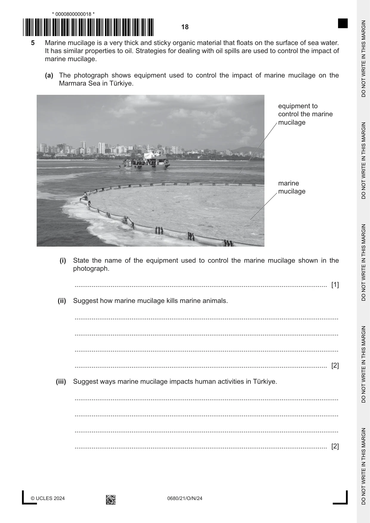 Cambridge IGCSE Environmental Management 0680 2024 Oct/Nov Paper 2 · Variant 1 question paper, page 18 of 20
