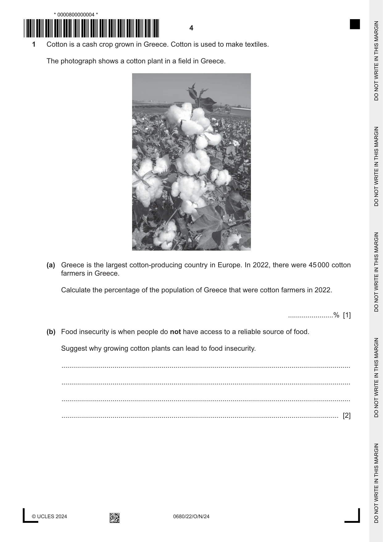 Cambridge IGCSE Environmental Management 0680 2024 Oct/Nov Paper 2 · Variant 2 question paper, page 4 of 24