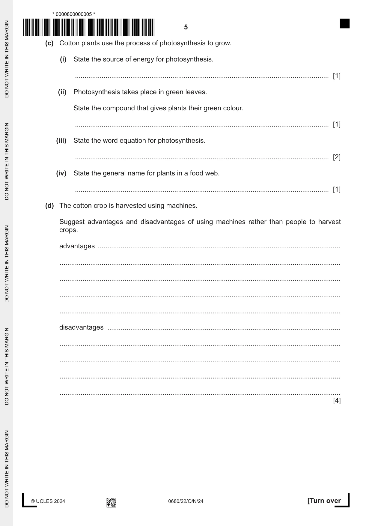Cambridge IGCSE Environmental Management 0680 2024 Oct/Nov Paper 2 · Variant 2 question paper, page 5 of 24