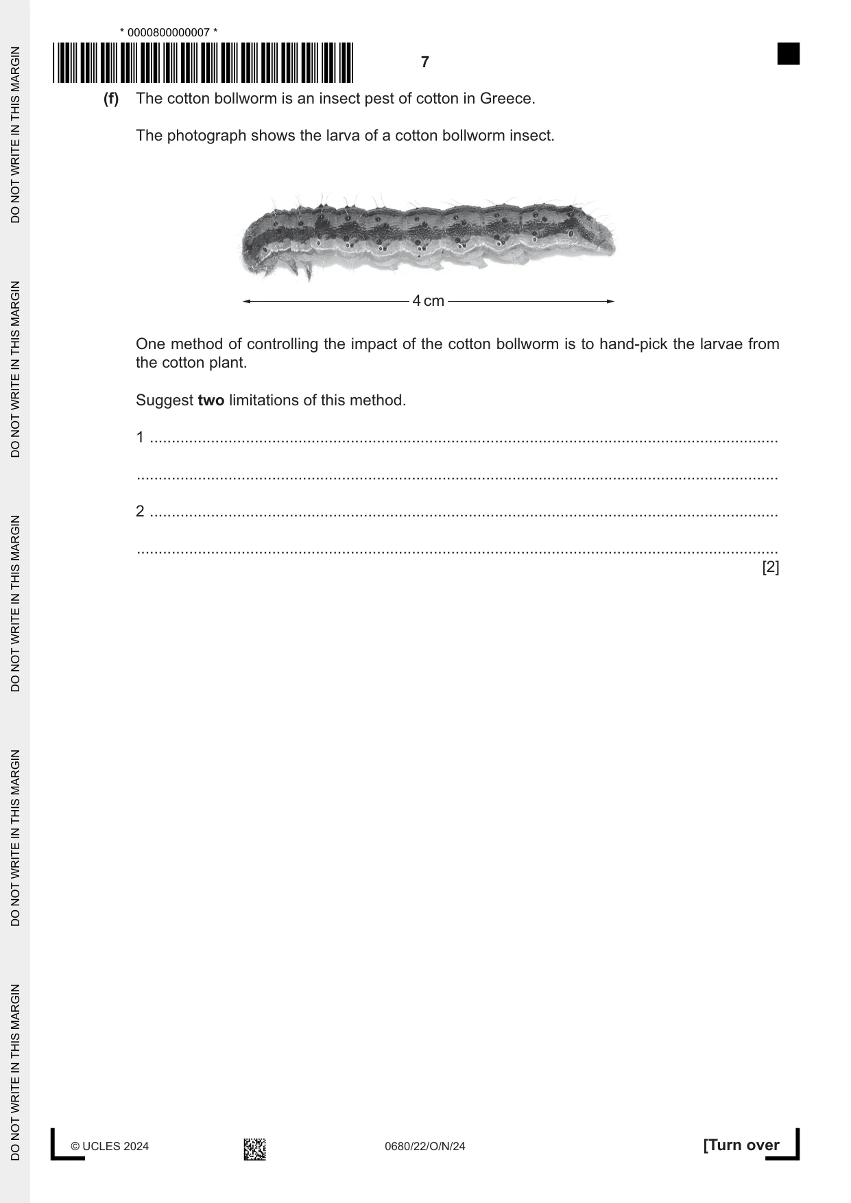 Cambridge IGCSE Environmental Management 0680 2024 Oct/Nov Paper 2 · Variant 2 question paper, page 7 of 24