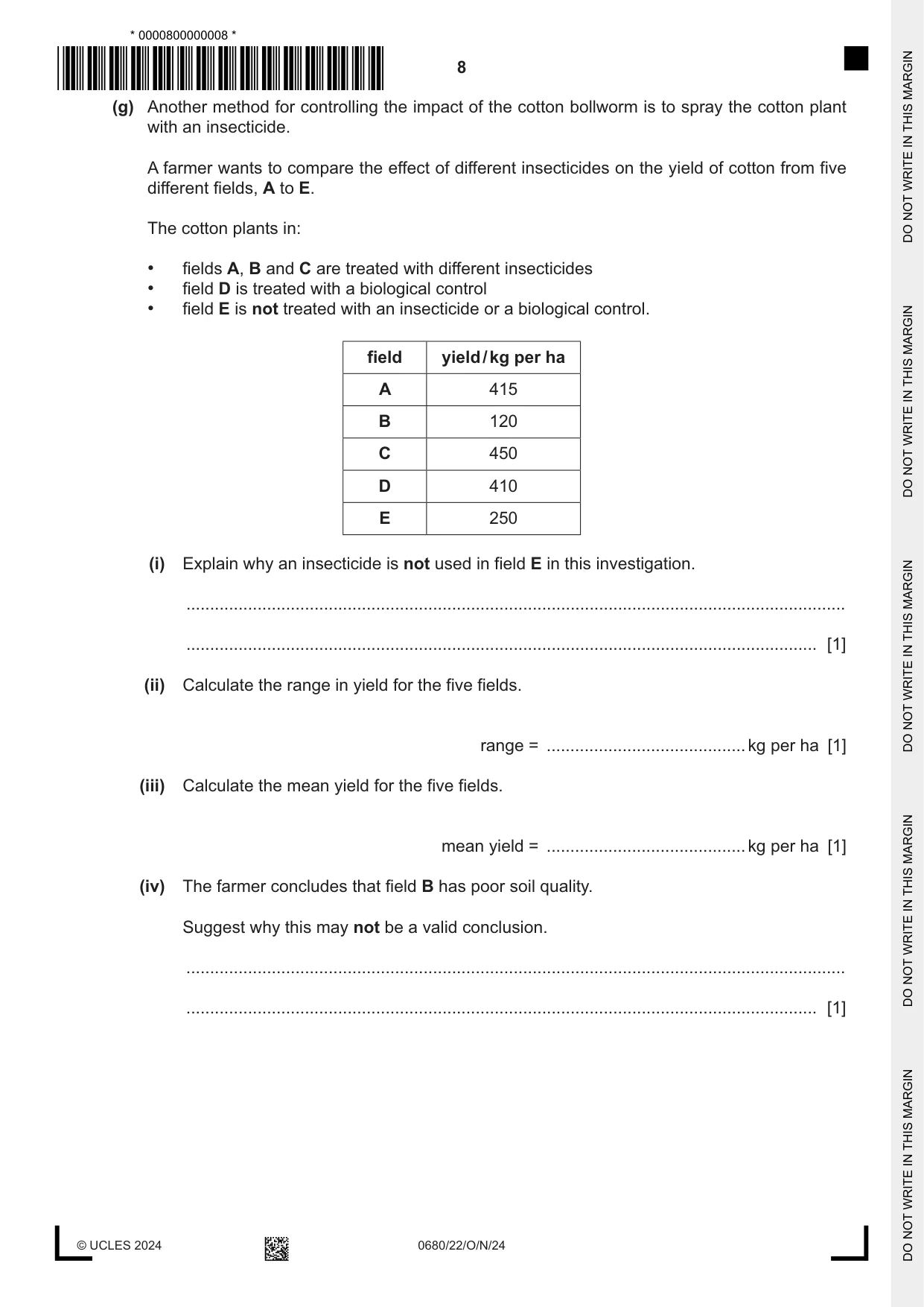 Cambridge IGCSE Environmental Management 0680 2024 Oct/Nov Paper 2 · Variant 2 question paper, page 8 of 24