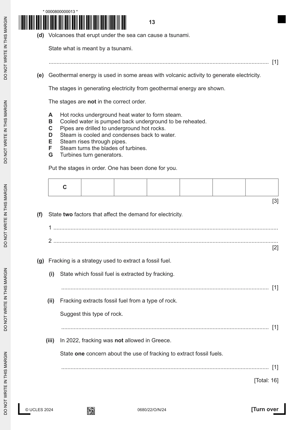 Cambridge IGCSE Environmental Management 0680 2024 Oct/Nov Paper 2 · Variant 2 question paper, page 13 of 24