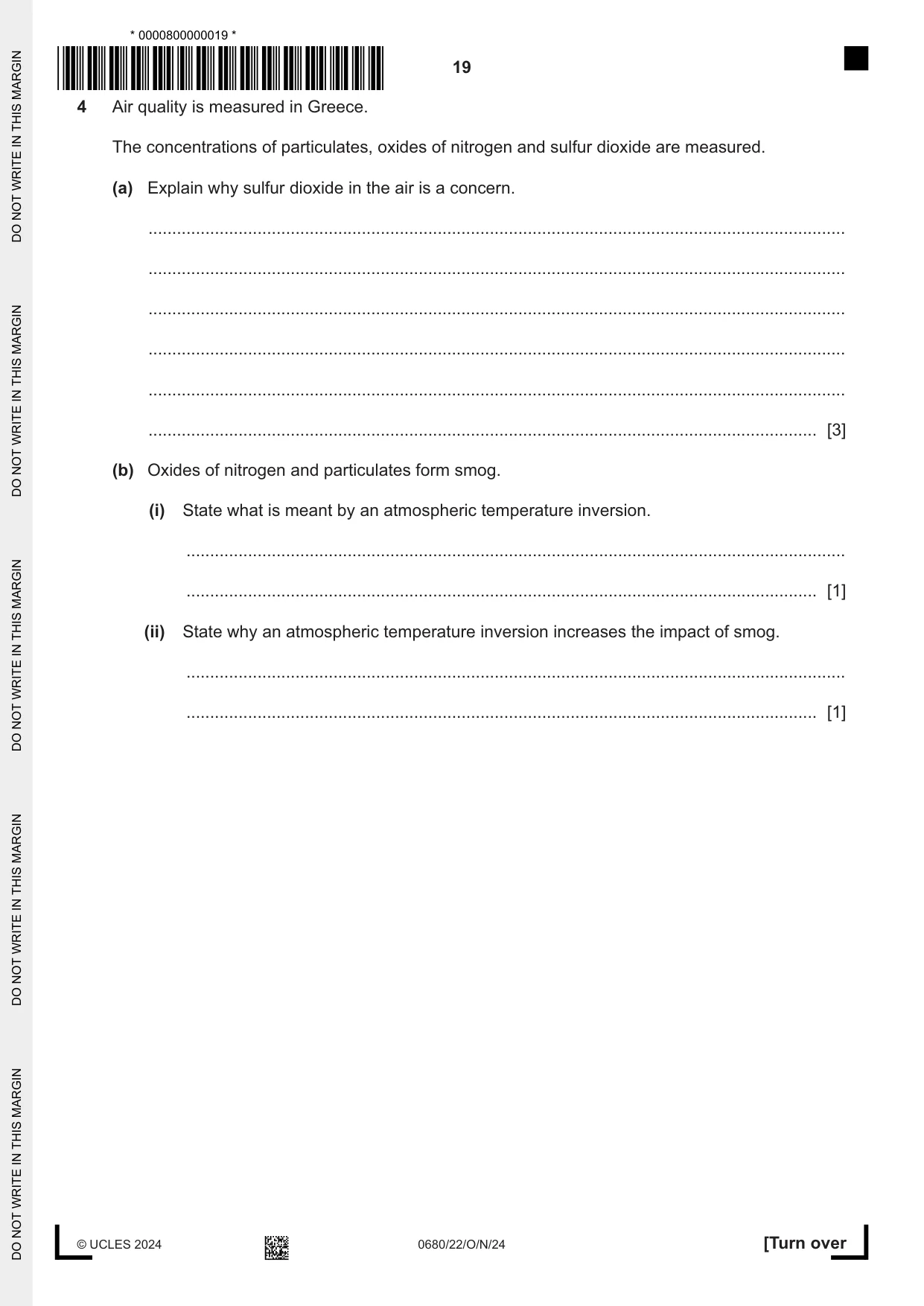 Cambridge IGCSE Environmental Management 0680 2024 Oct/Nov Paper 2 · Variant 2 question paper, page 19 of 24