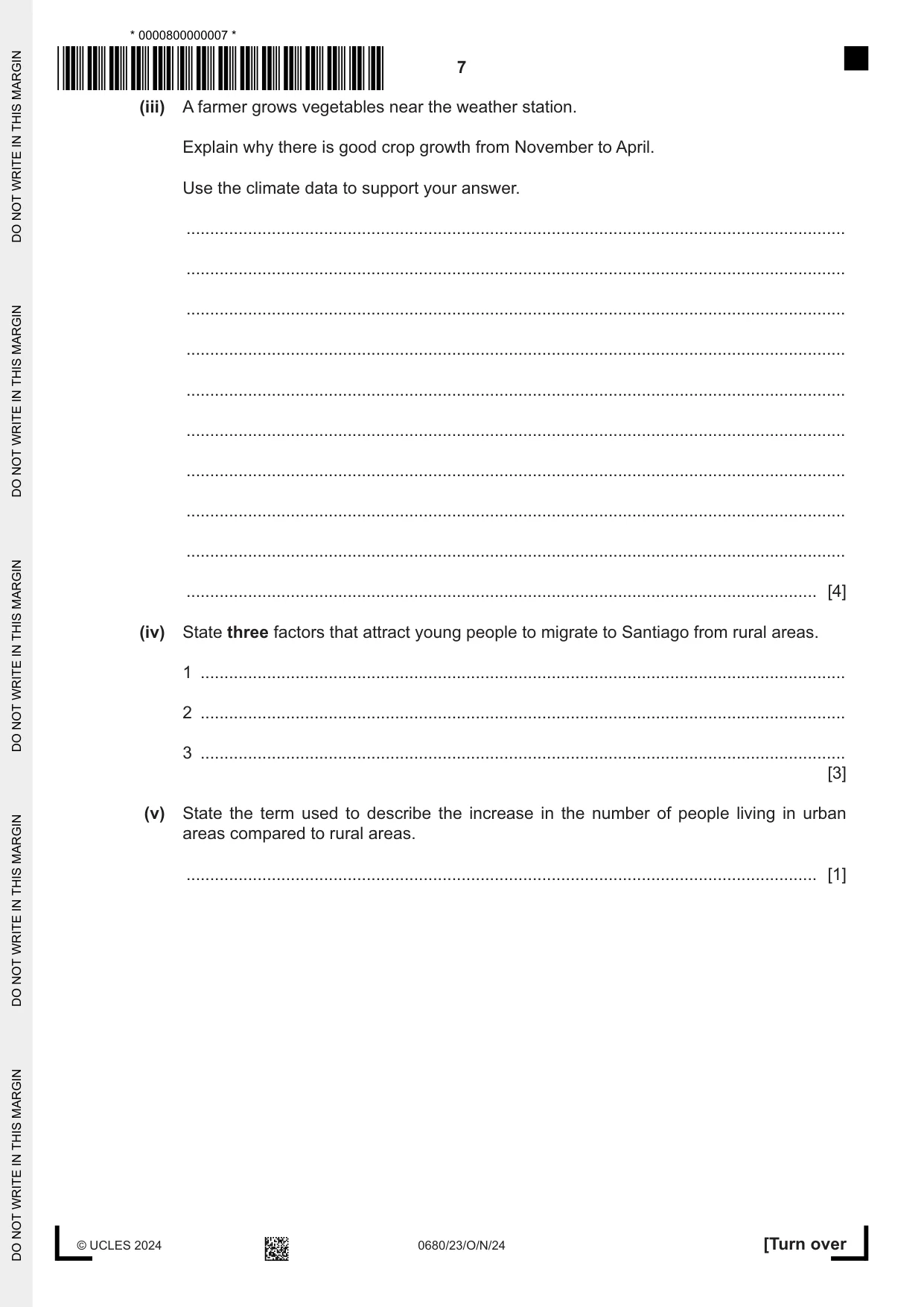 Cambridge IGCSE Environmental Management 0680 2024 Oct/Nov Paper 2 · Variant 3 question paper, page 7 of 20