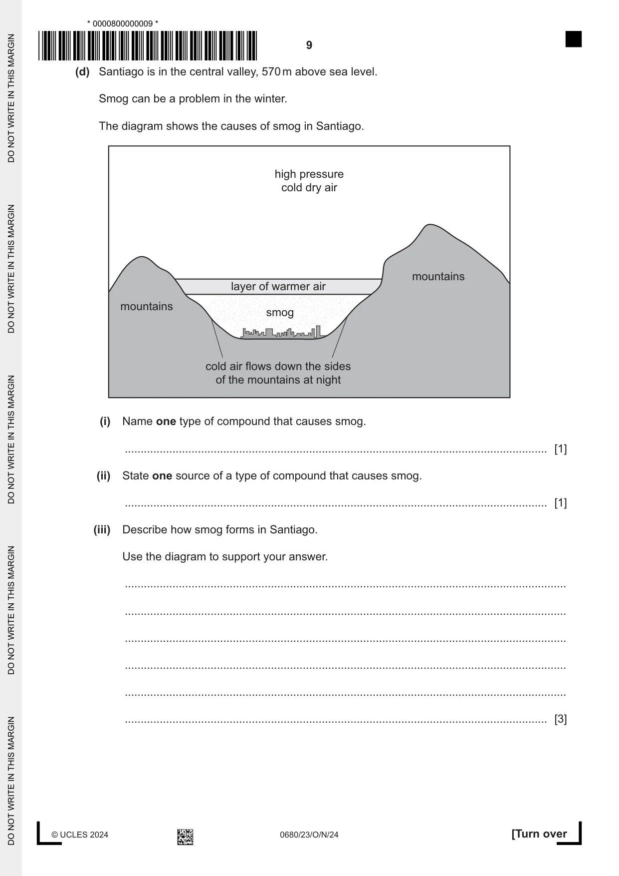 Cambridge IGCSE Environmental Management 0680 2024 Oct/Nov Paper 2 · Variant 3 question paper, page 9 of 20