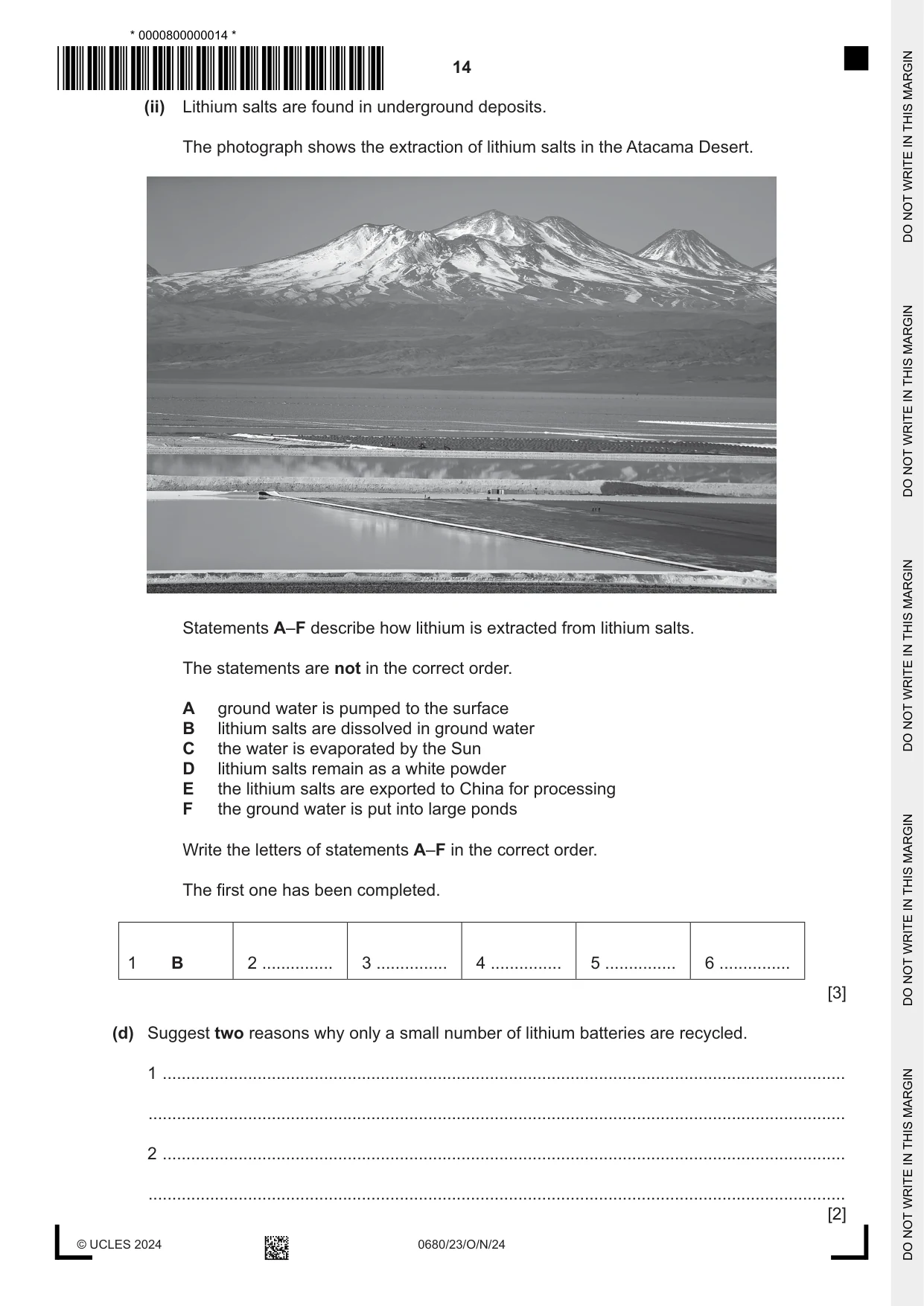 Cambridge IGCSE Environmental Management 0680 2024 Oct/Nov Paper 2 · Variant 3 question paper, page 14 of 20