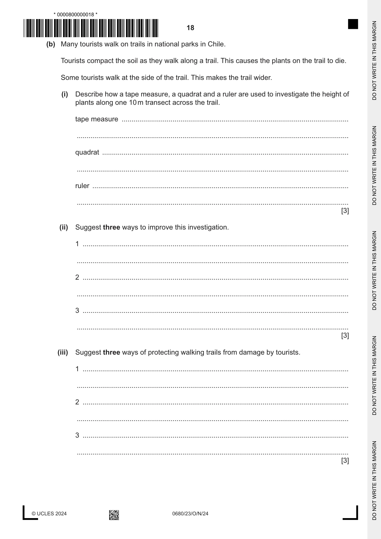 Cambridge IGCSE Environmental Management 0680 2024 Oct/Nov Paper 2 · Variant 3 question paper, page 18 of 20