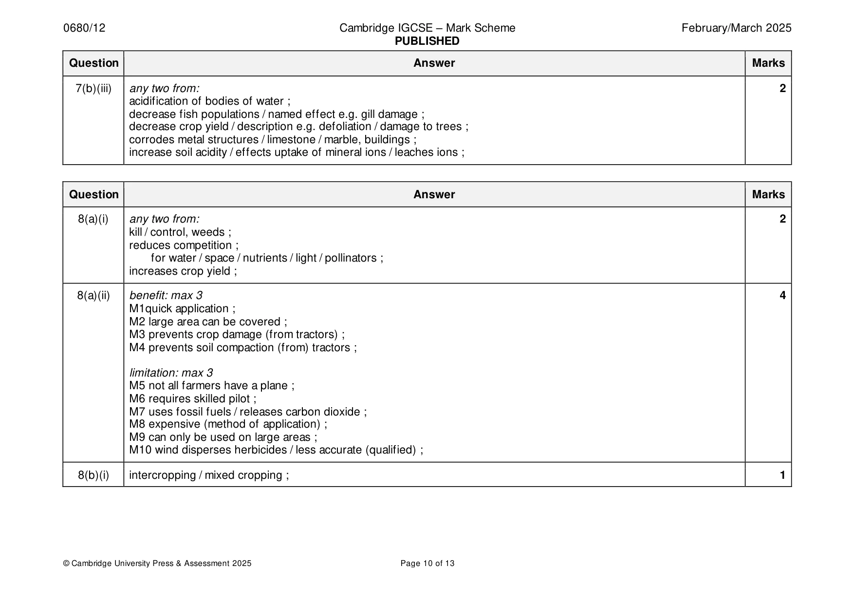 Mark scheme, page 10 of 13
