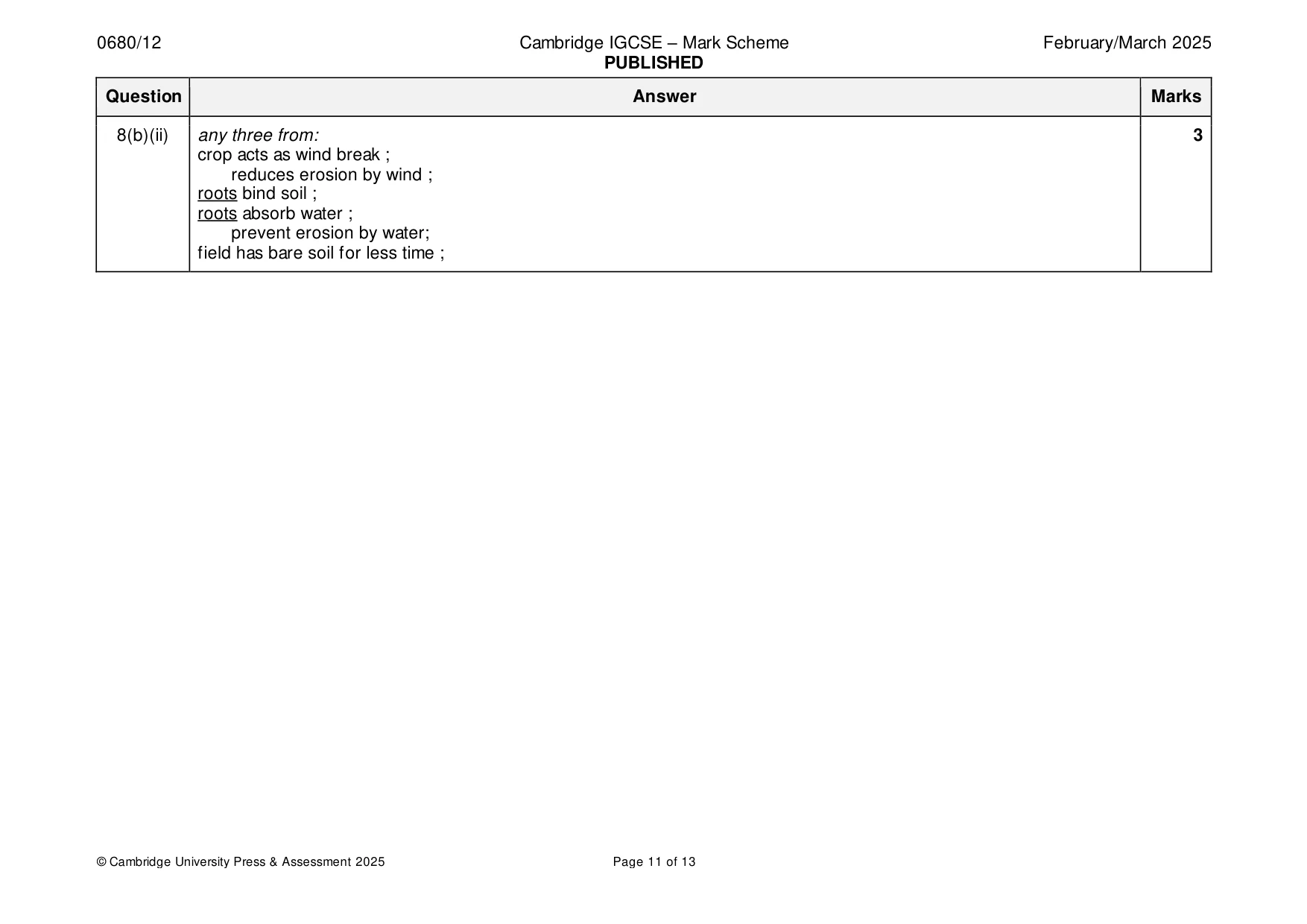 Mark scheme, page 11 of 13