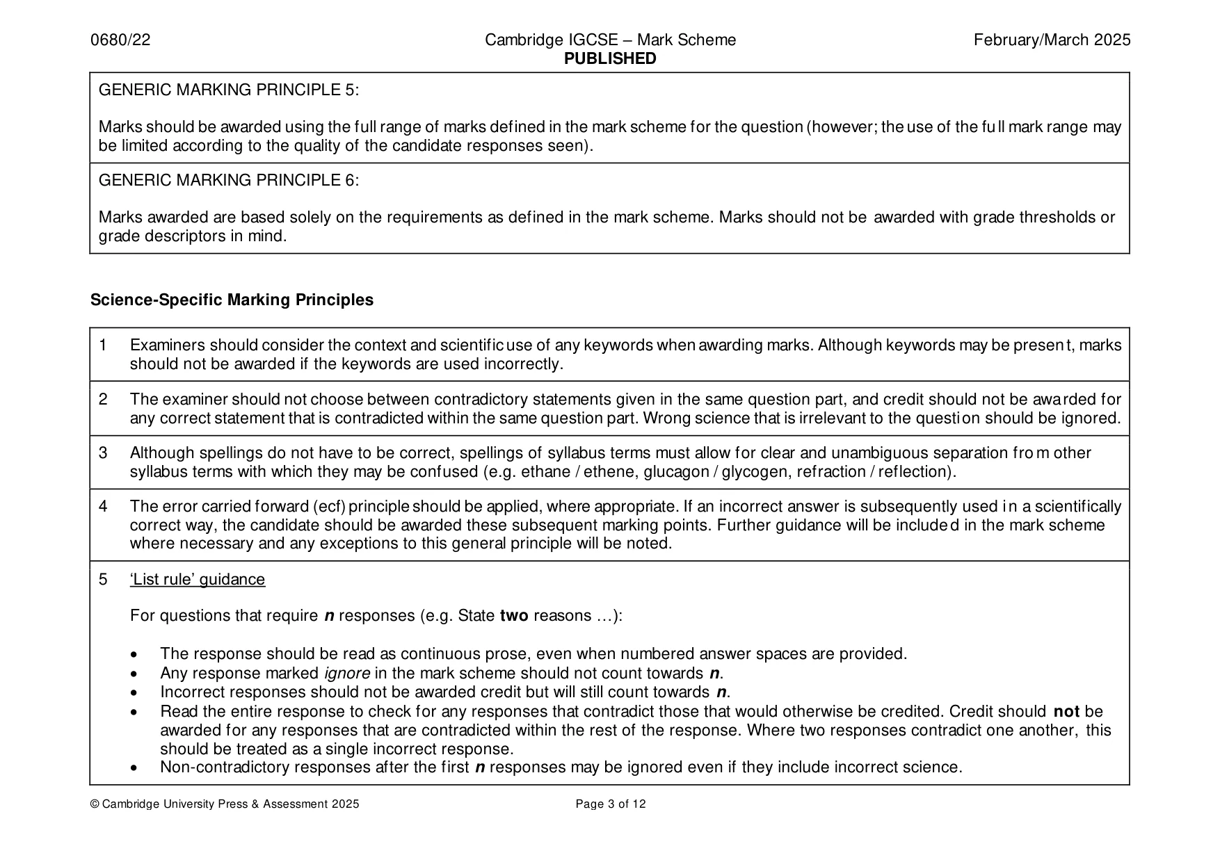 Mark scheme, page 3 of 12