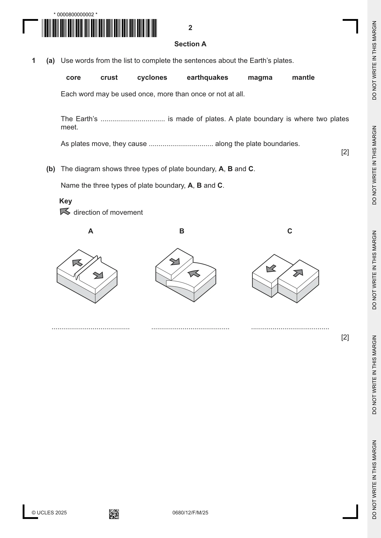 Cambridge IGCSE Environmental Management 0680 2025 Feb/March Paper 1 · Variant 2 question paper, page 2 of 20