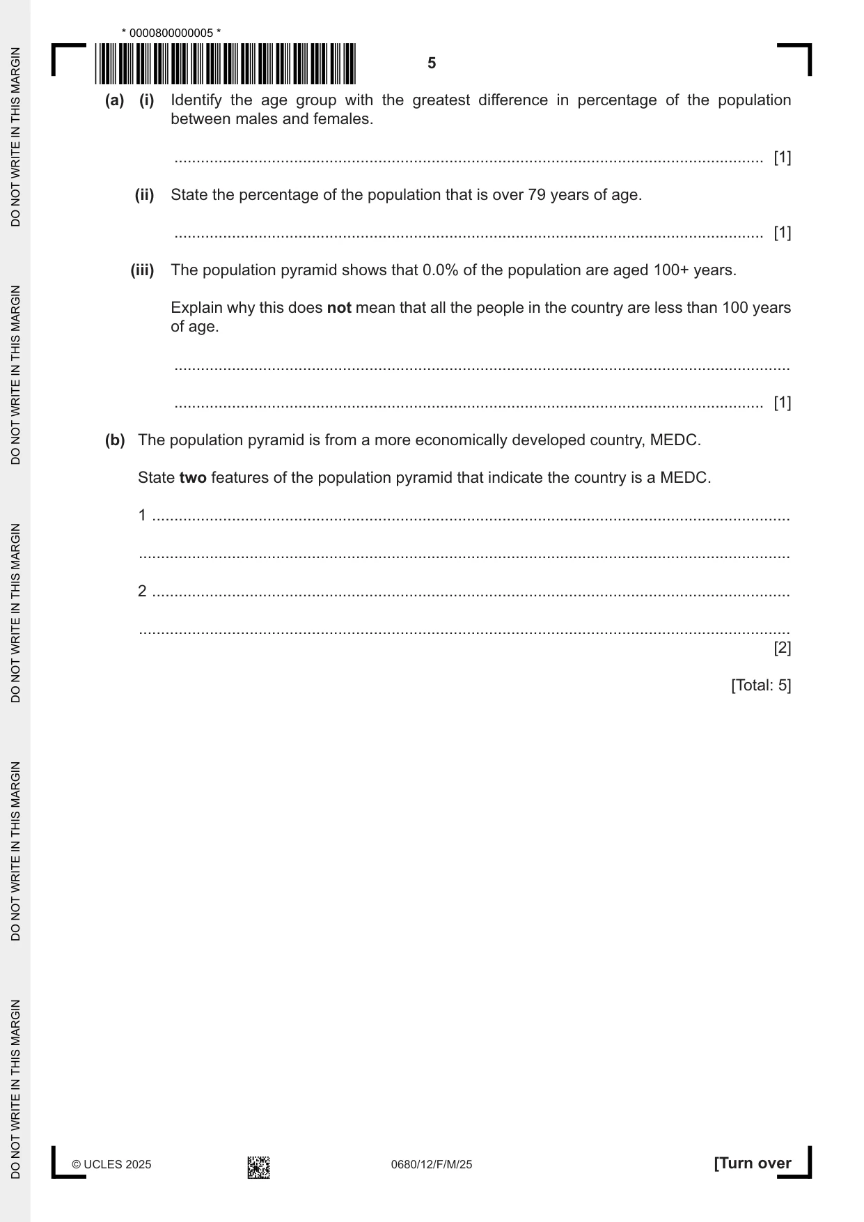 Cambridge IGCSE Environmental Management 0680 2025 Feb/March Paper 1 · Variant 2 question paper, page 5 of 20