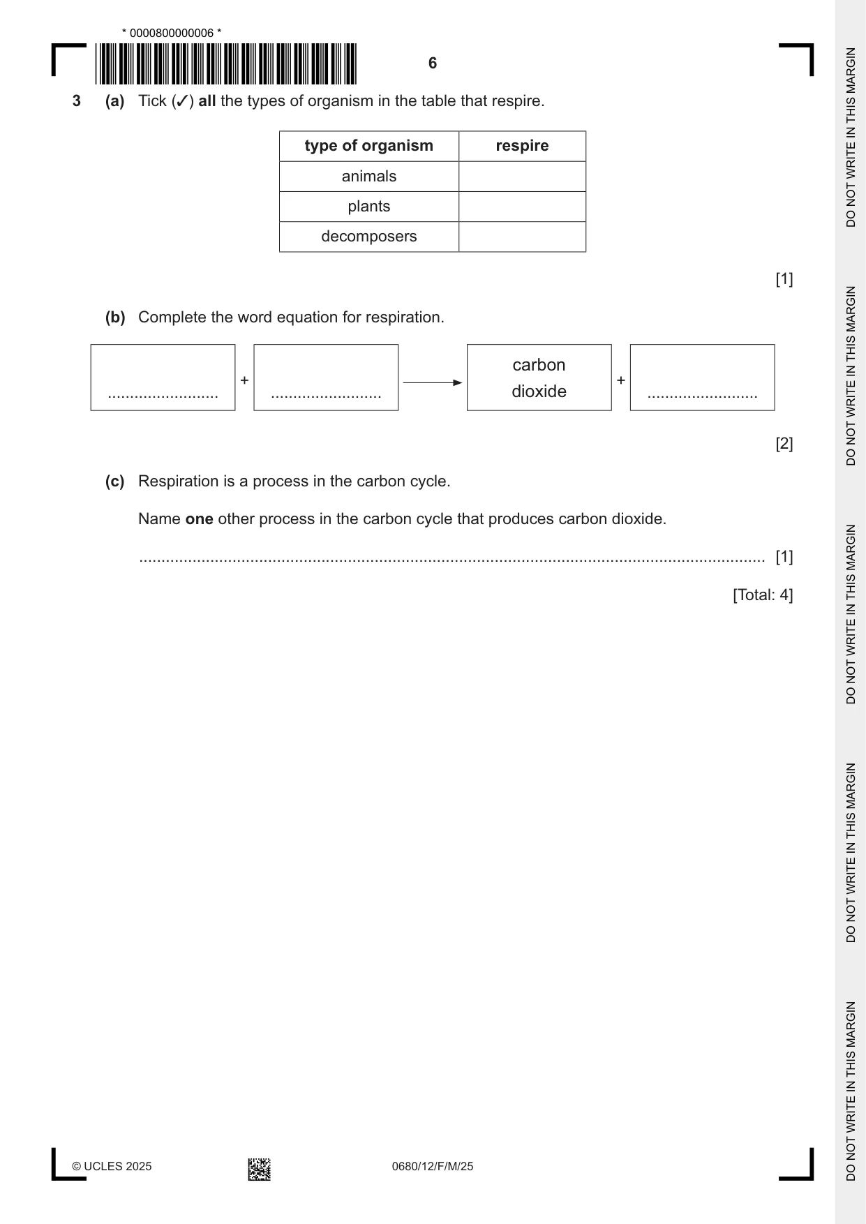 Cambridge IGCSE Environmental Management 0680 2025 Feb/March Paper 1 · Variant 2 question paper, page 6 of 20