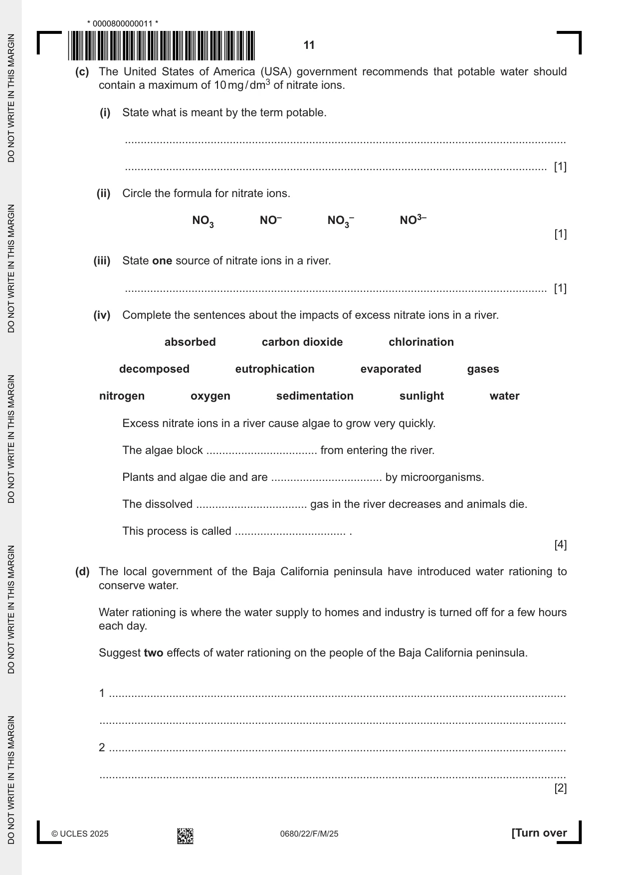 Cambridge IGCSE Environmental Management 0680 2025 Feb/March Paper 2 · Variant 2 question paper, page 11 of 20