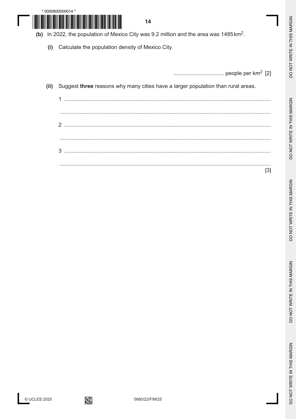Cambridge IGCSE Environmental Management 0680 2025 Feb/March Paper 2 · Variant 2 question paper, page 14 of 20