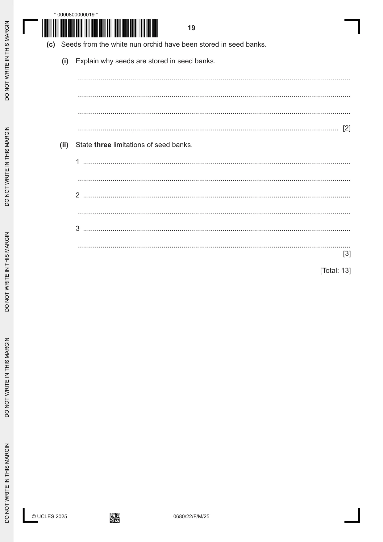 Cambridge IGCSE Environmental Management 0680 2025 Feb/March Paper 2 · Variant 2 question paper, page 19 of 20