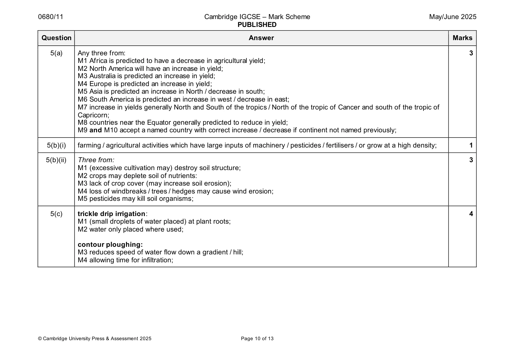 Mark scheme, page 10 of 13