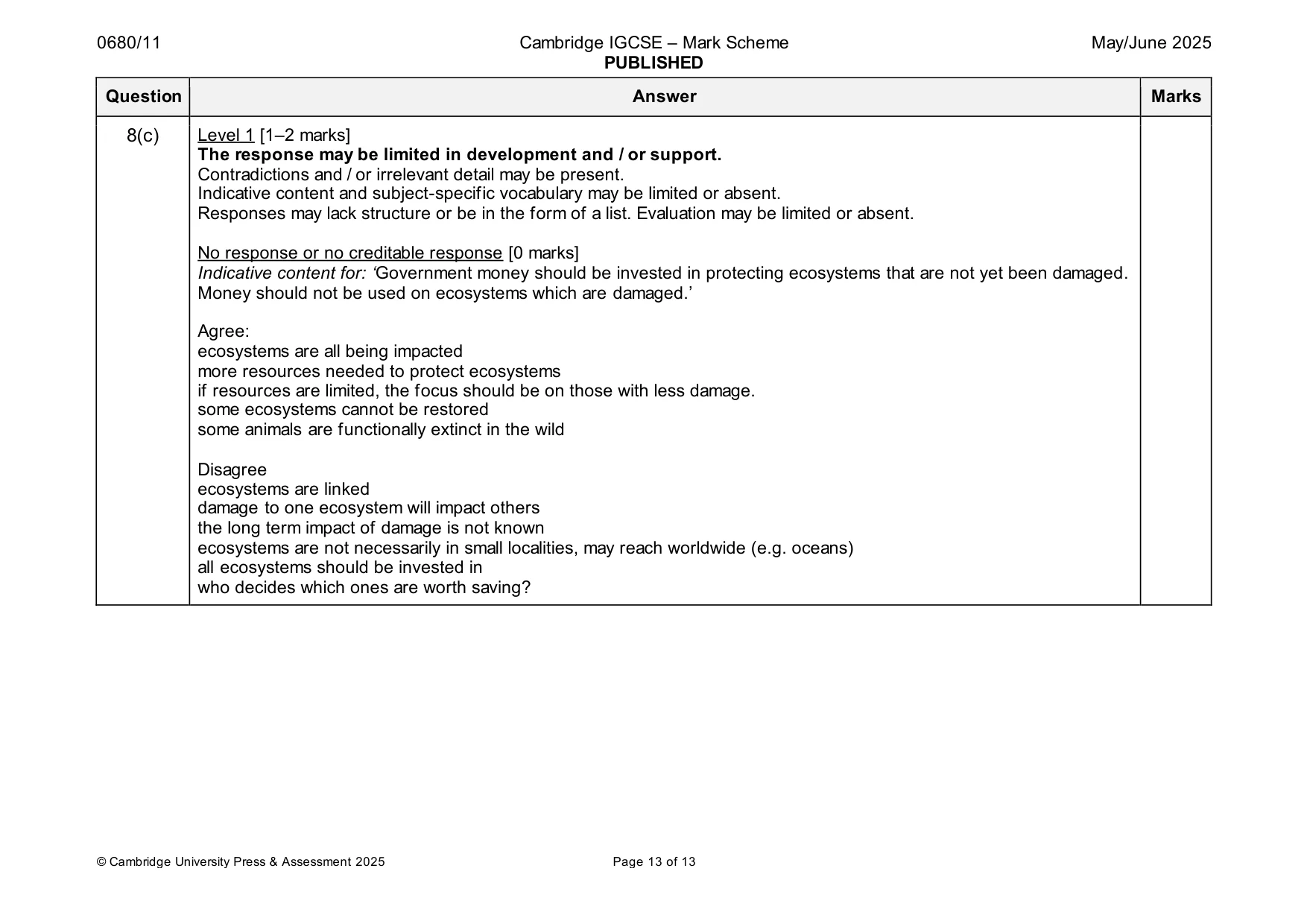 Mark scheme, page 13 of 13