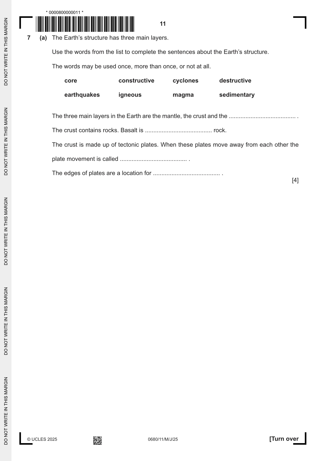 Cambridge IGCSE Environmental Management 0680 2025 May/June Paper 1 · Variant 1 question paper, page 11 of 16