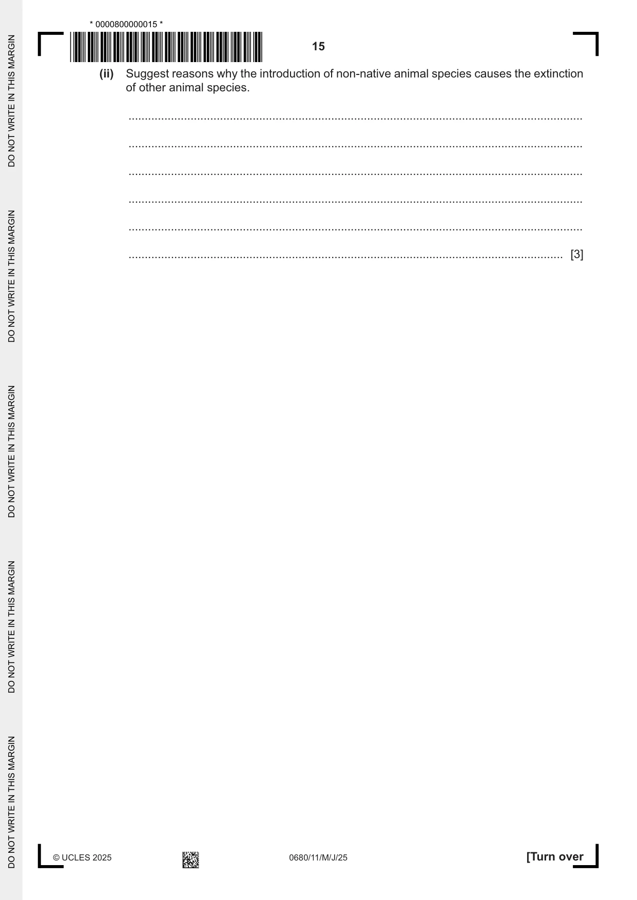 Cambridge IGCSE Environmental Management 0680 2025 May/June Paper 1 · Variant 1 question paper, page 15 of 16