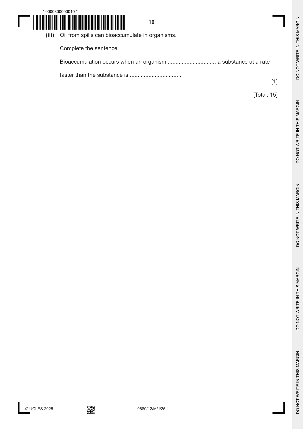 Cambridge IGCSE Environmental Management 0680 2025 May/June Paper 1 · Variant 2 question paper, page 10 of 20