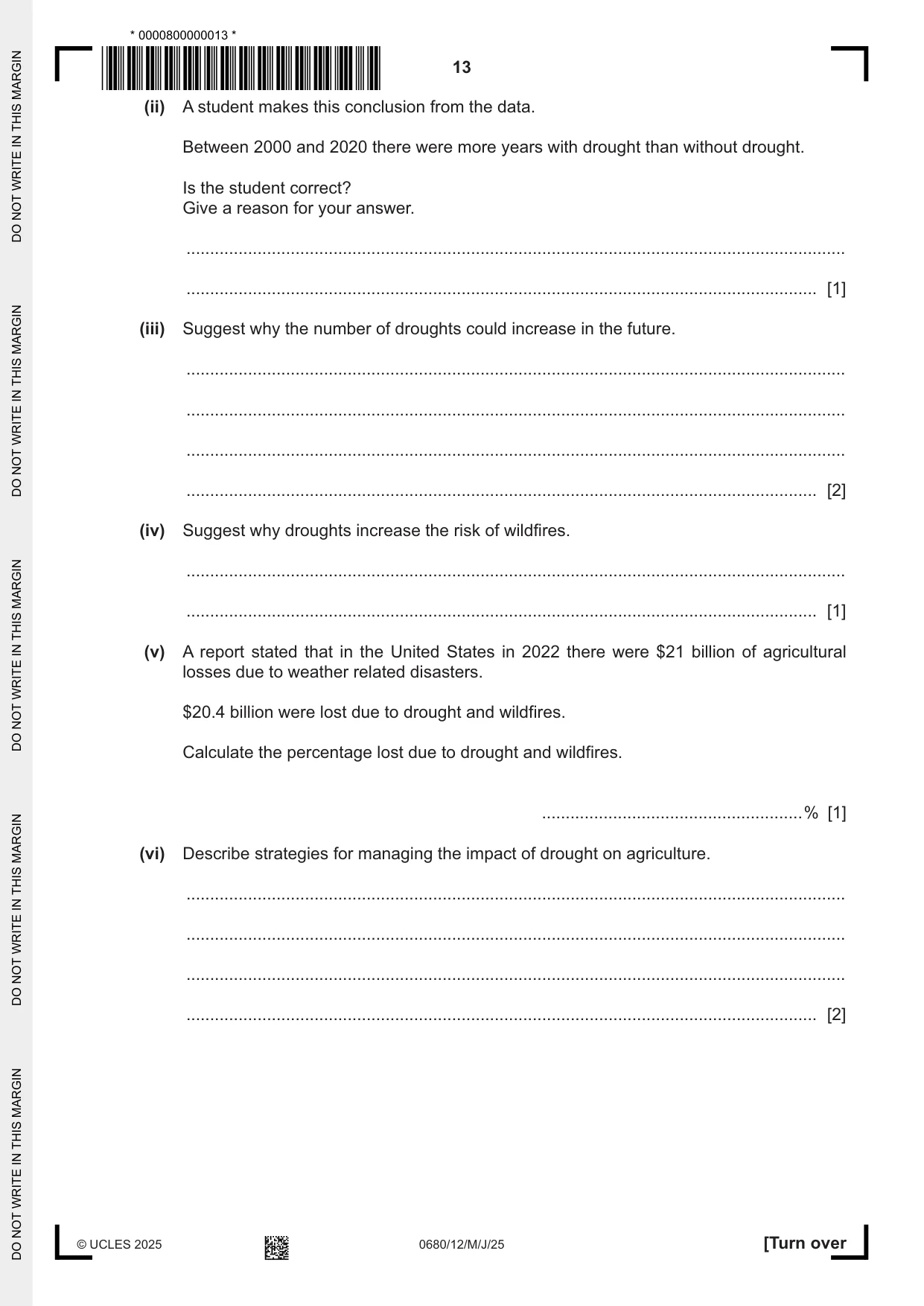 Cambridge IGCSE Environmental Management 0680 2025 May/June Paper 1 · Variant 2 question paper, page 13 of 20