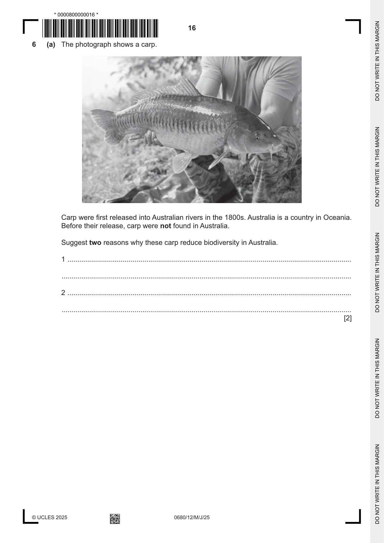 Cambridge IGCSE Environmental Management 0680 2025 May/June Paper 1 · Variant 2 question paper, page 16 of 20
