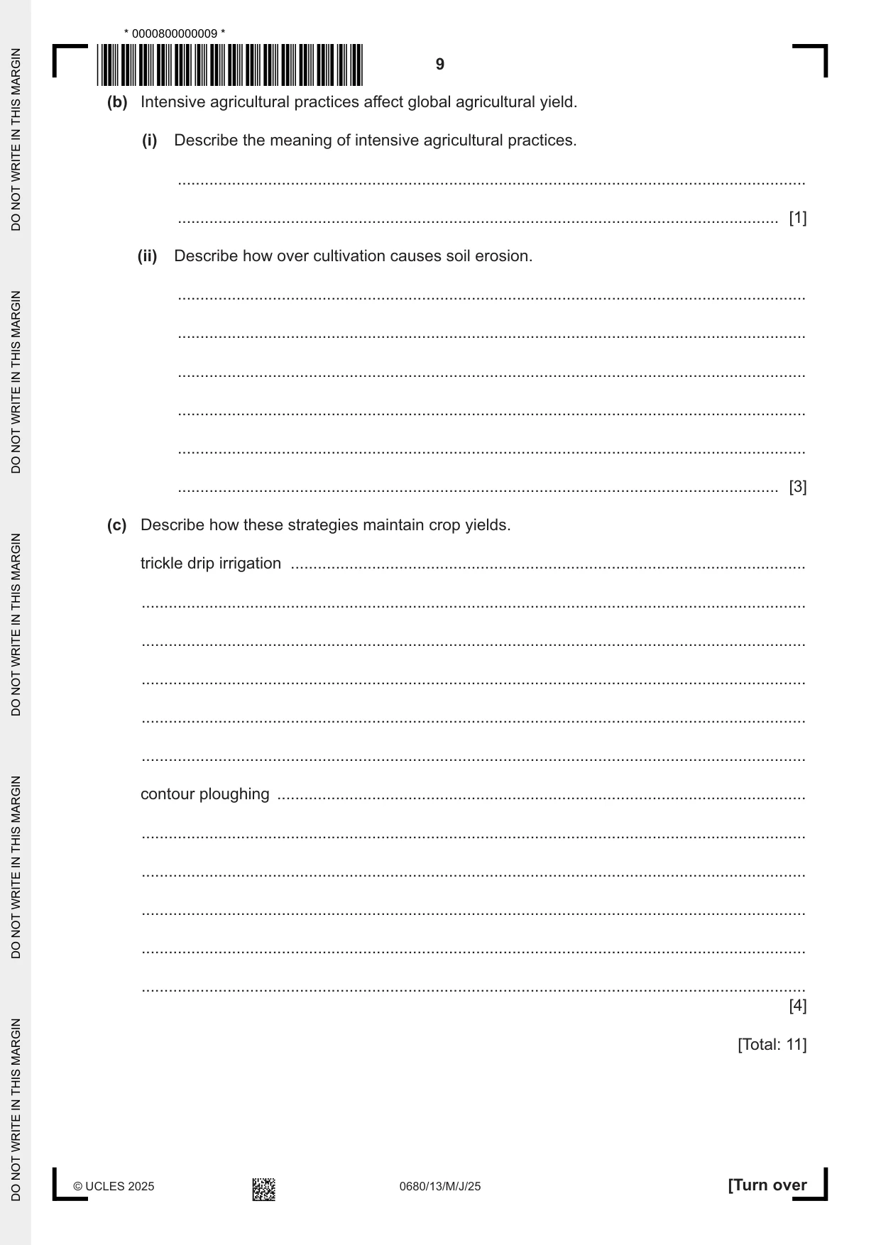Cambridge IGCSE Environmental Management 0680 2025 May/June Paper 1 · Variant 3 question paper, page 9 of 16