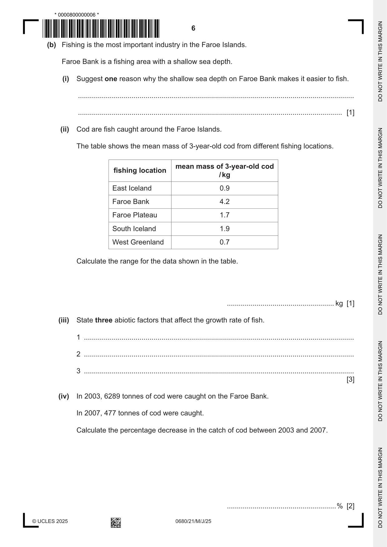 Cambridge IGCSE Environmental Management 0680 2025 May/June Paper 2 · Variant 1 question paper, page 6 of 20