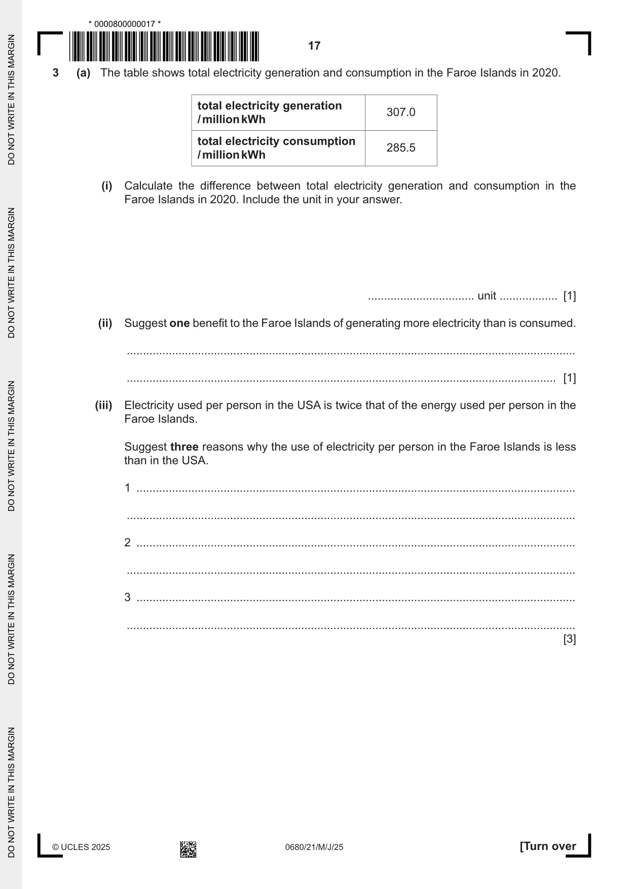 Cambridge IGCSE Environmental Management 0680 2025 May/June Paper 2 · Variant 1 question paper, page 17 of 20
