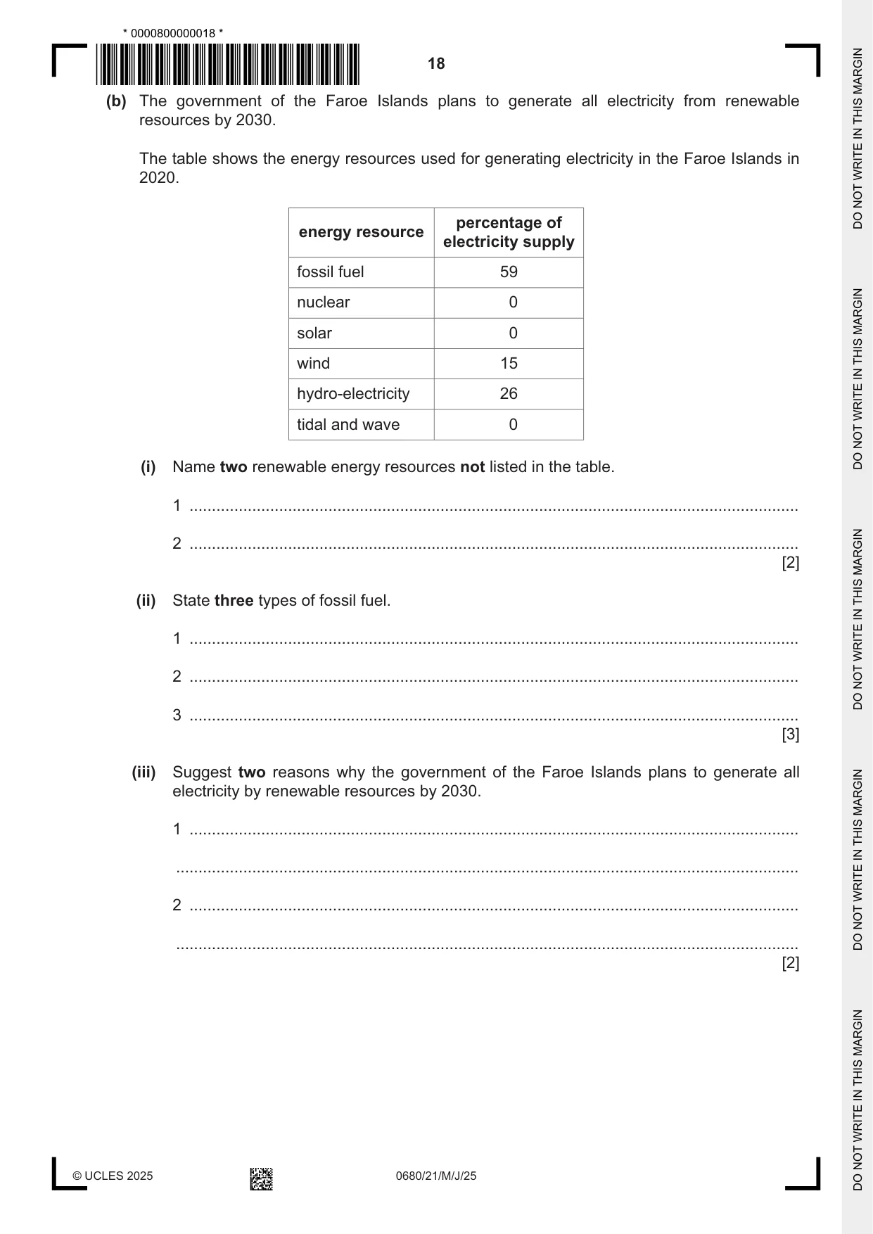 Cambridge IGCSE Environmental Management 0680 2025 May/June Paper 2 · Variant 1 question paper, page 18 of 20
