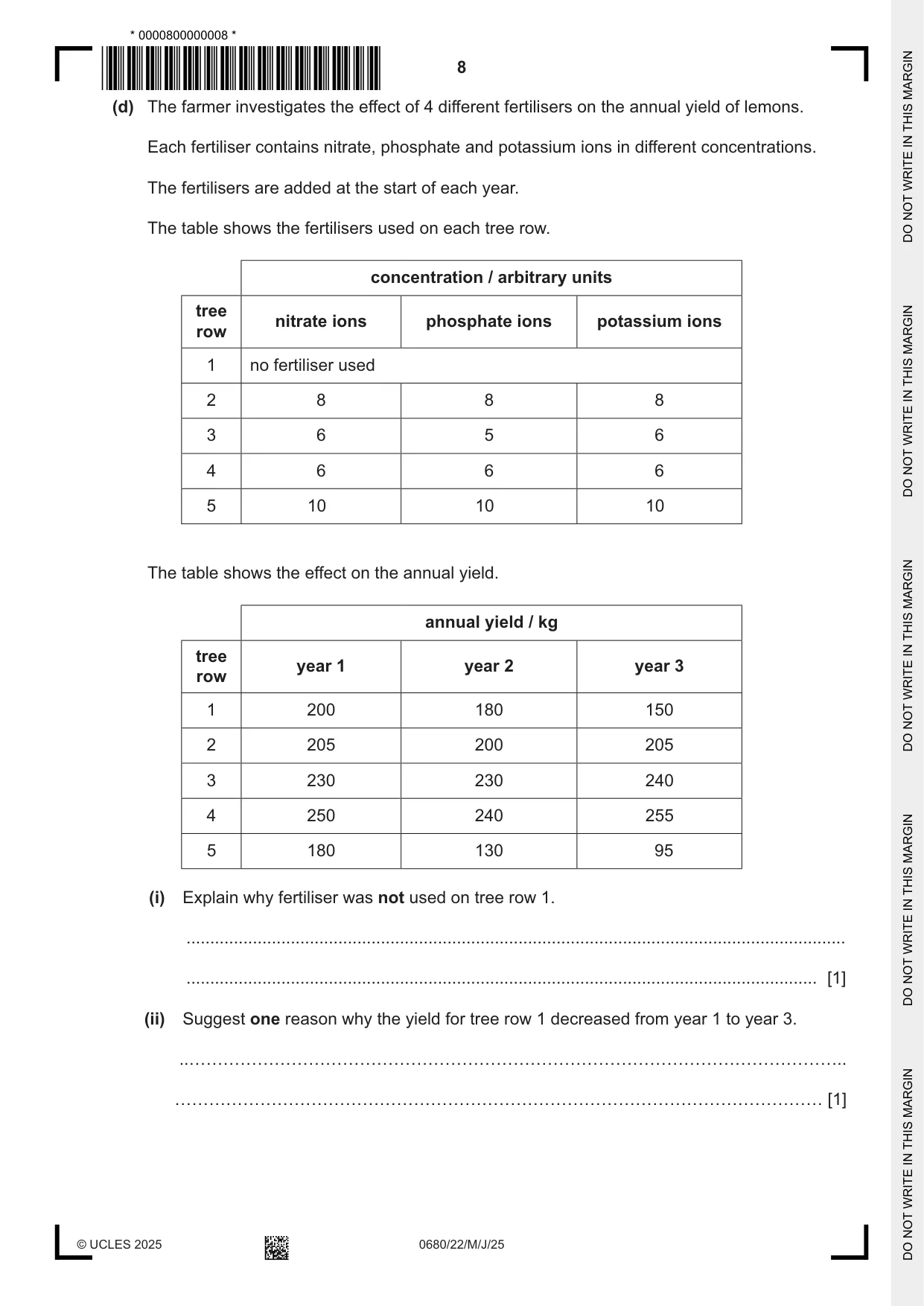 Cambridge IGCSE Environmental Management 0680 2025 May/June Paper 2 · Variant 2 question paper, page 8 of 20
