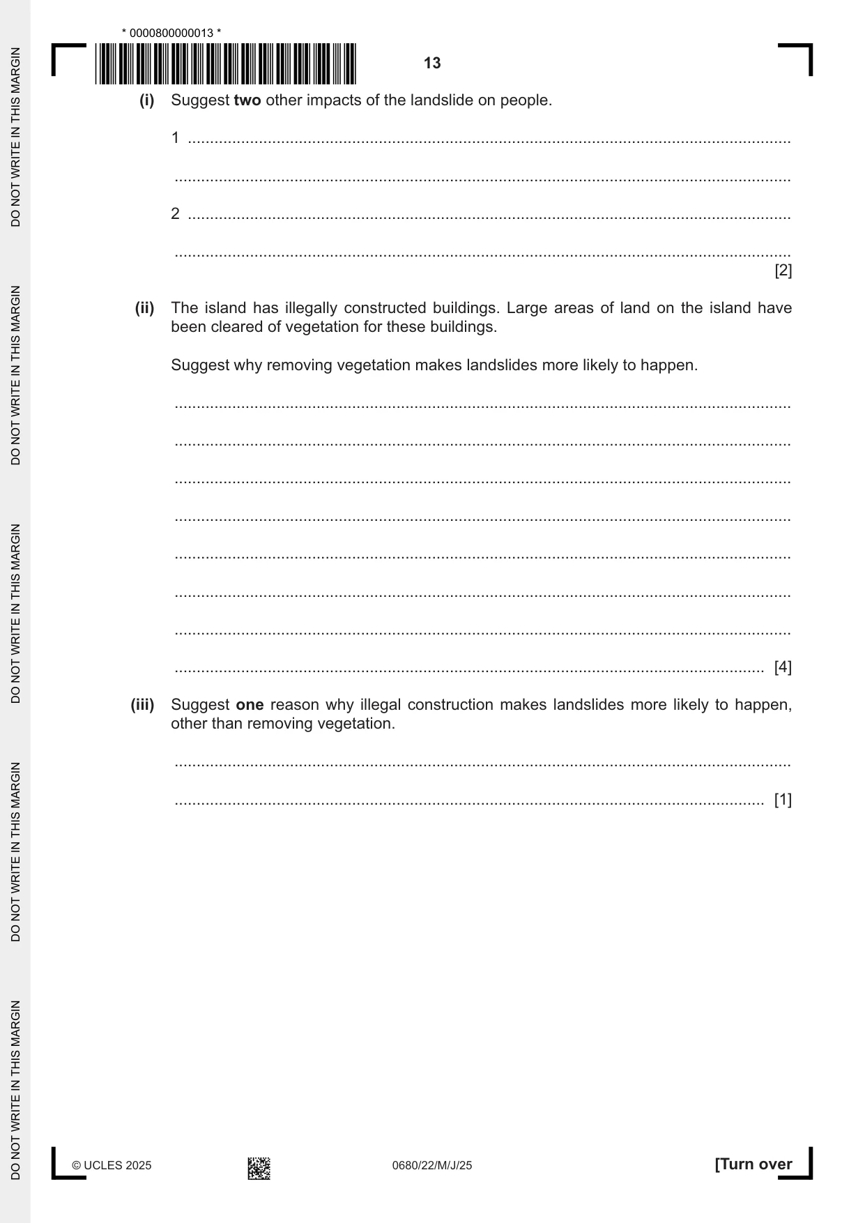 Cambridge IGCSE Environmental Management 0680 2025 May/June Paper 2 · Variant 2 question paper, page 13 of 20