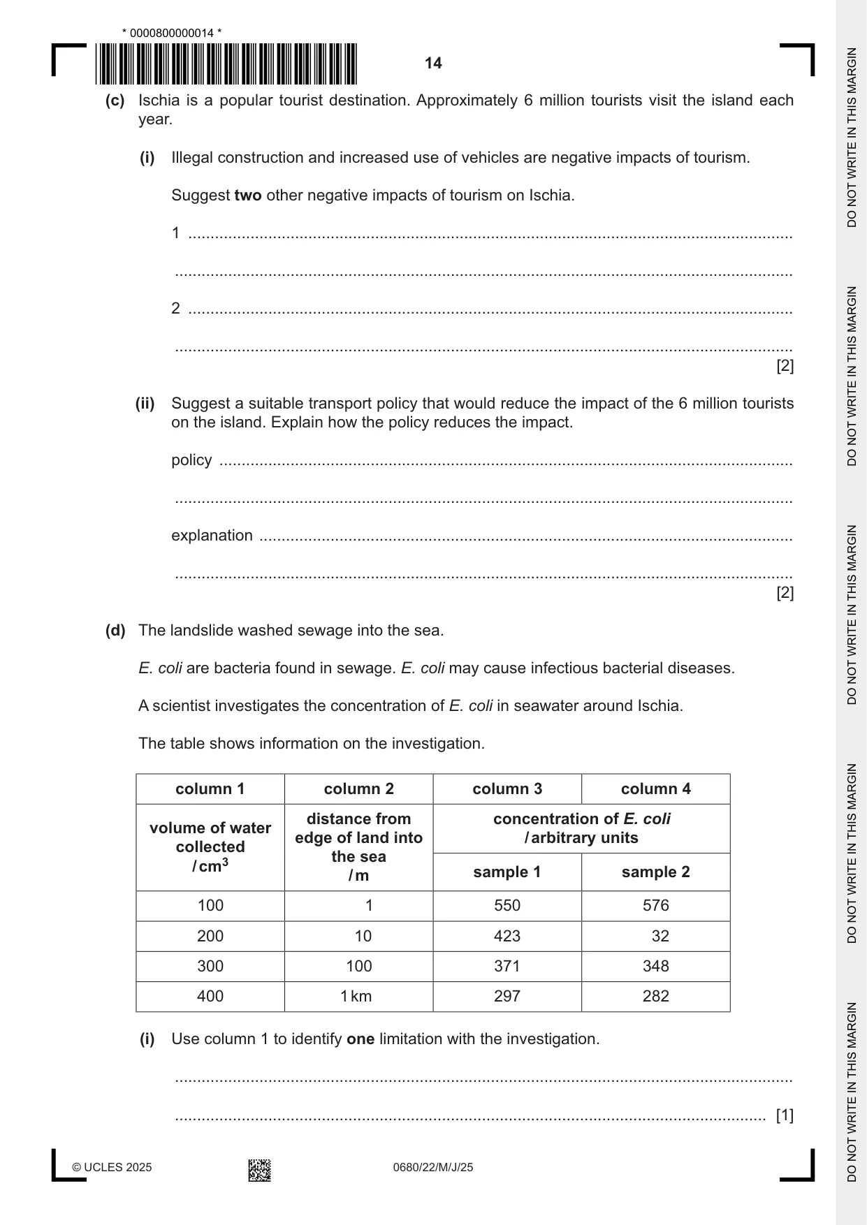 Cambridge IGCSE Environmental Management 0680 2025 May/June Paper 2 · Variant 2 question paper, page 14 of 20