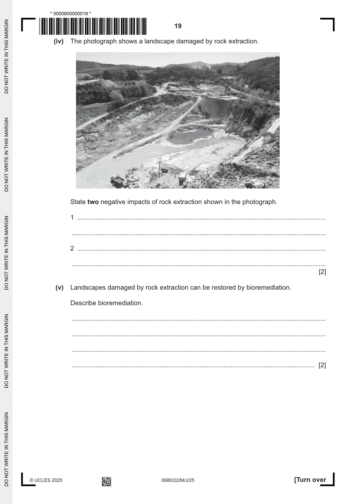 Cambridge IGCSE Environmental Management 0680 2025 May/June Paper 2 · Variant 2 question paper, page 19 of 20