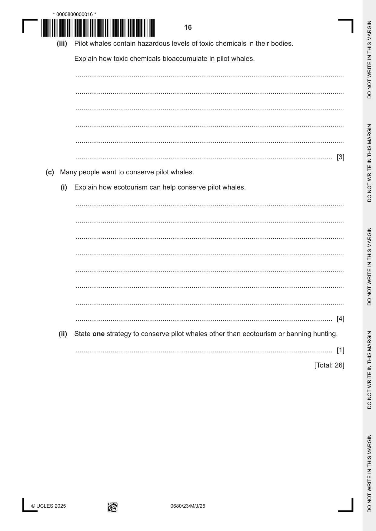 Cambridge IGCSE Environmental Management 0680 2025 May/June Paper 2 · Variant 3 question paper, page 16 of 20