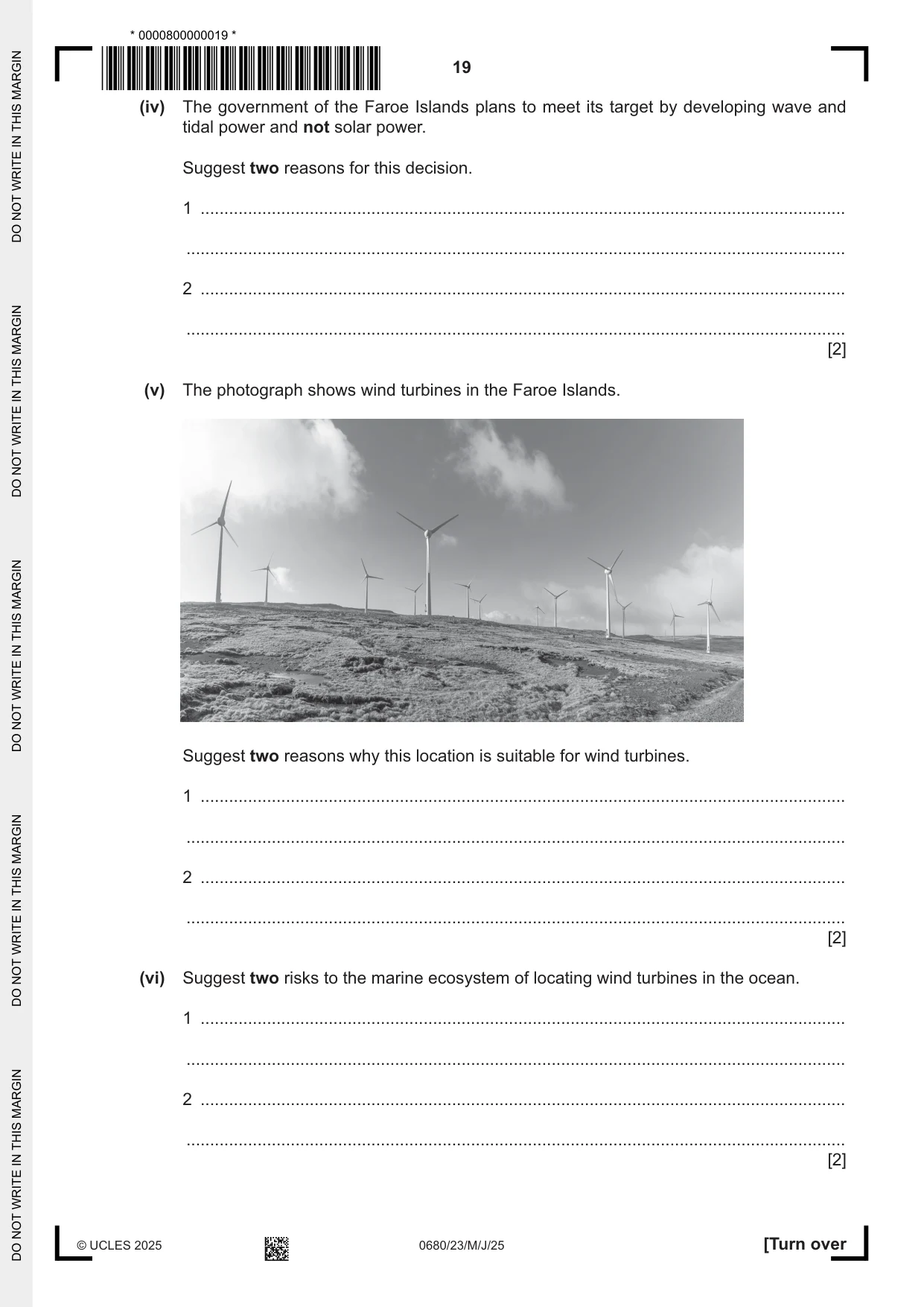 Cambridge IGCSE Environmental Management 0680 2025 May/June Paper 2 · Variant 3 question paper, page 19 of 20