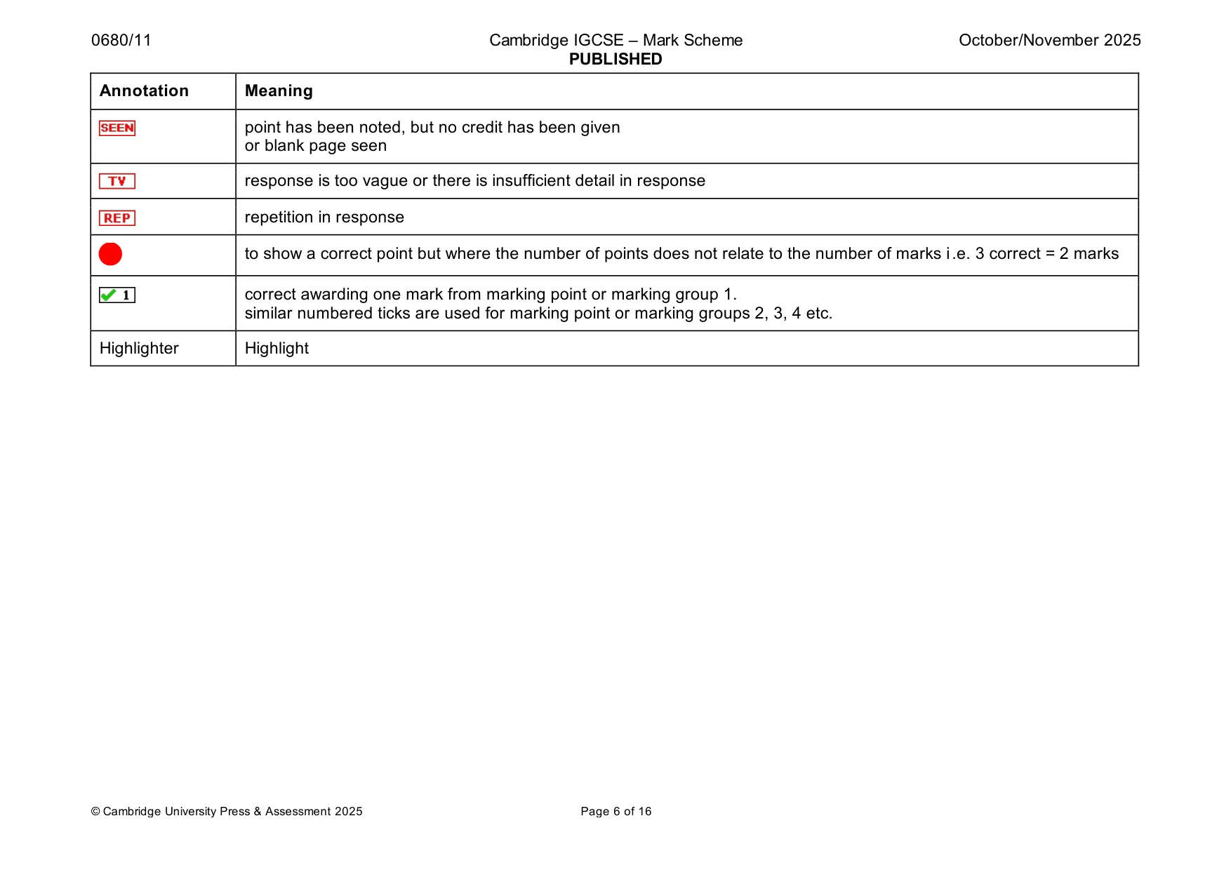 Mark scheme, page 6 of 16