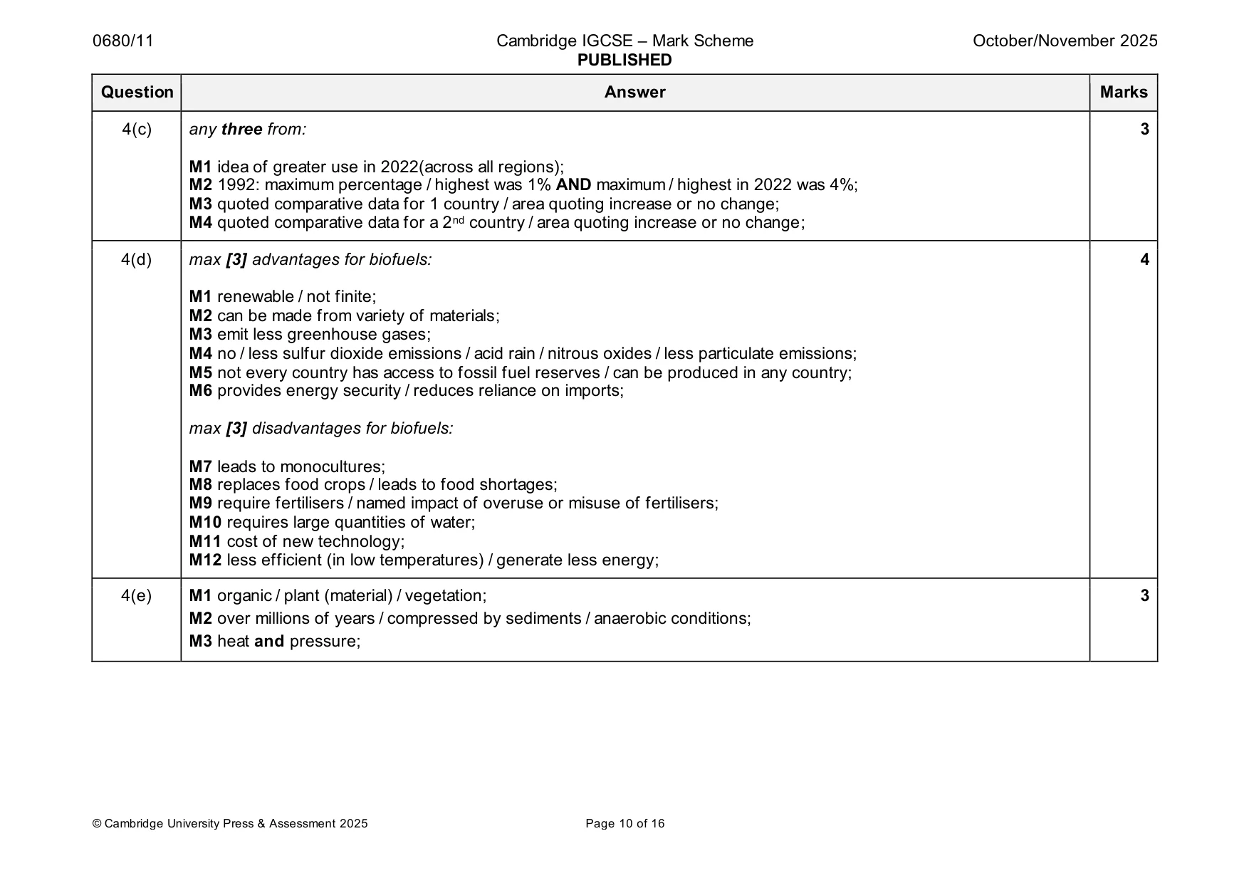 Mark scheme, page 10 of 16