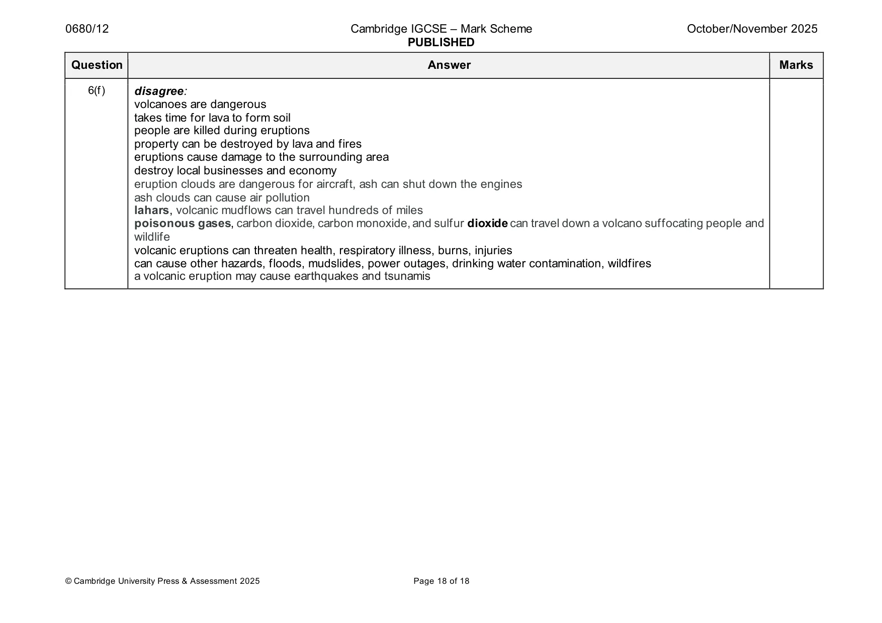 Mark scheme, page 18 of 18