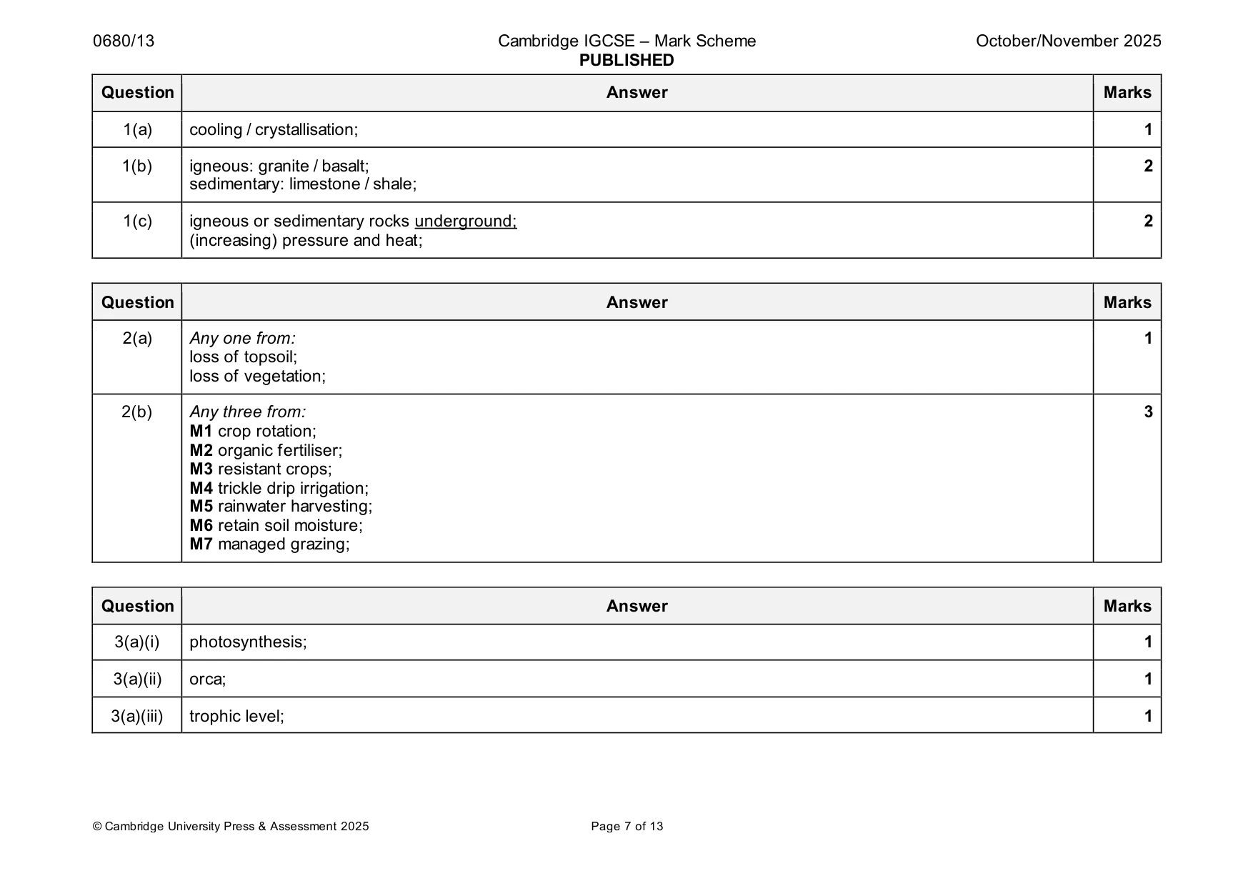 Mark scheme, page 7 of 13