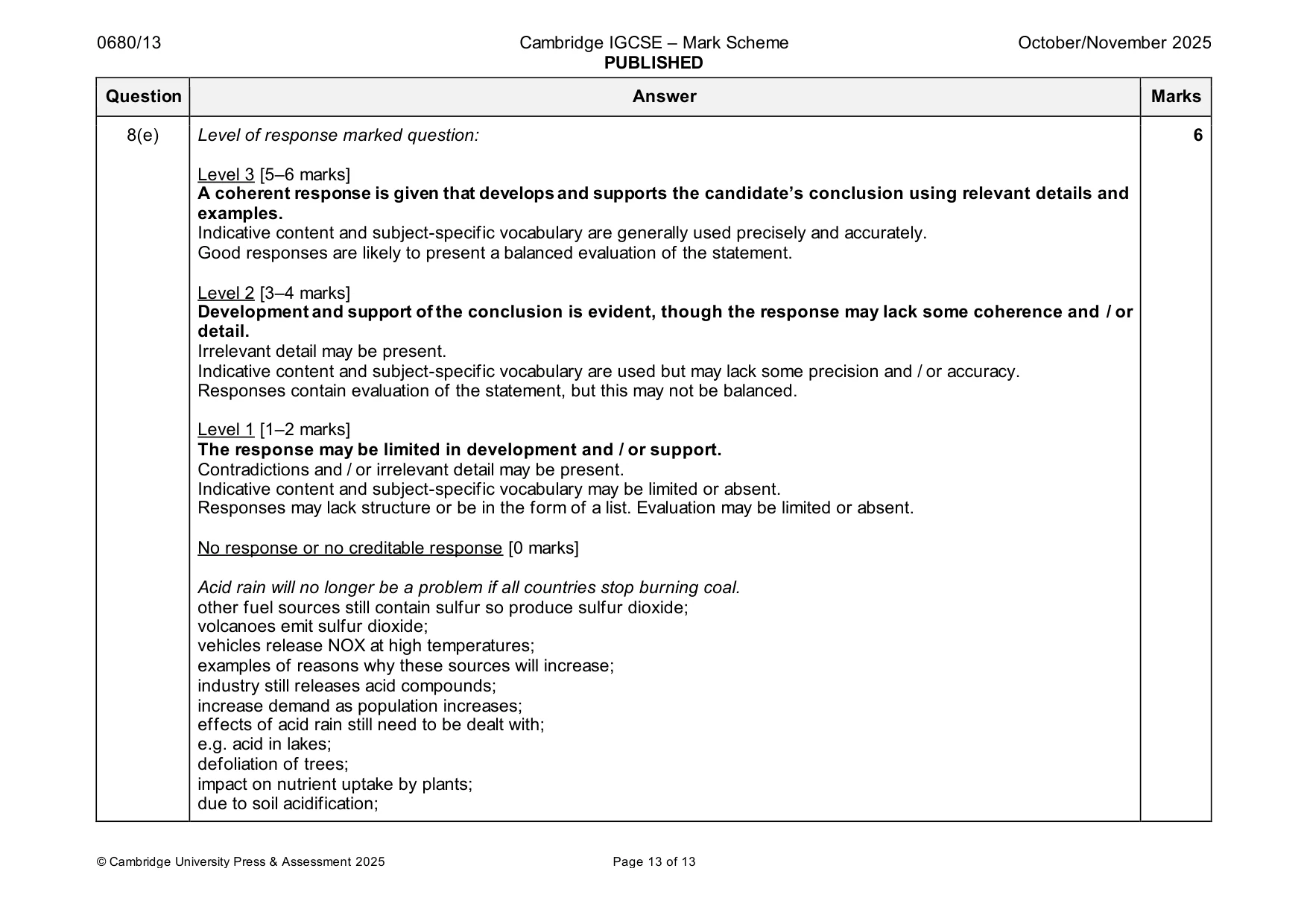Mark scheme, page 13 of 13