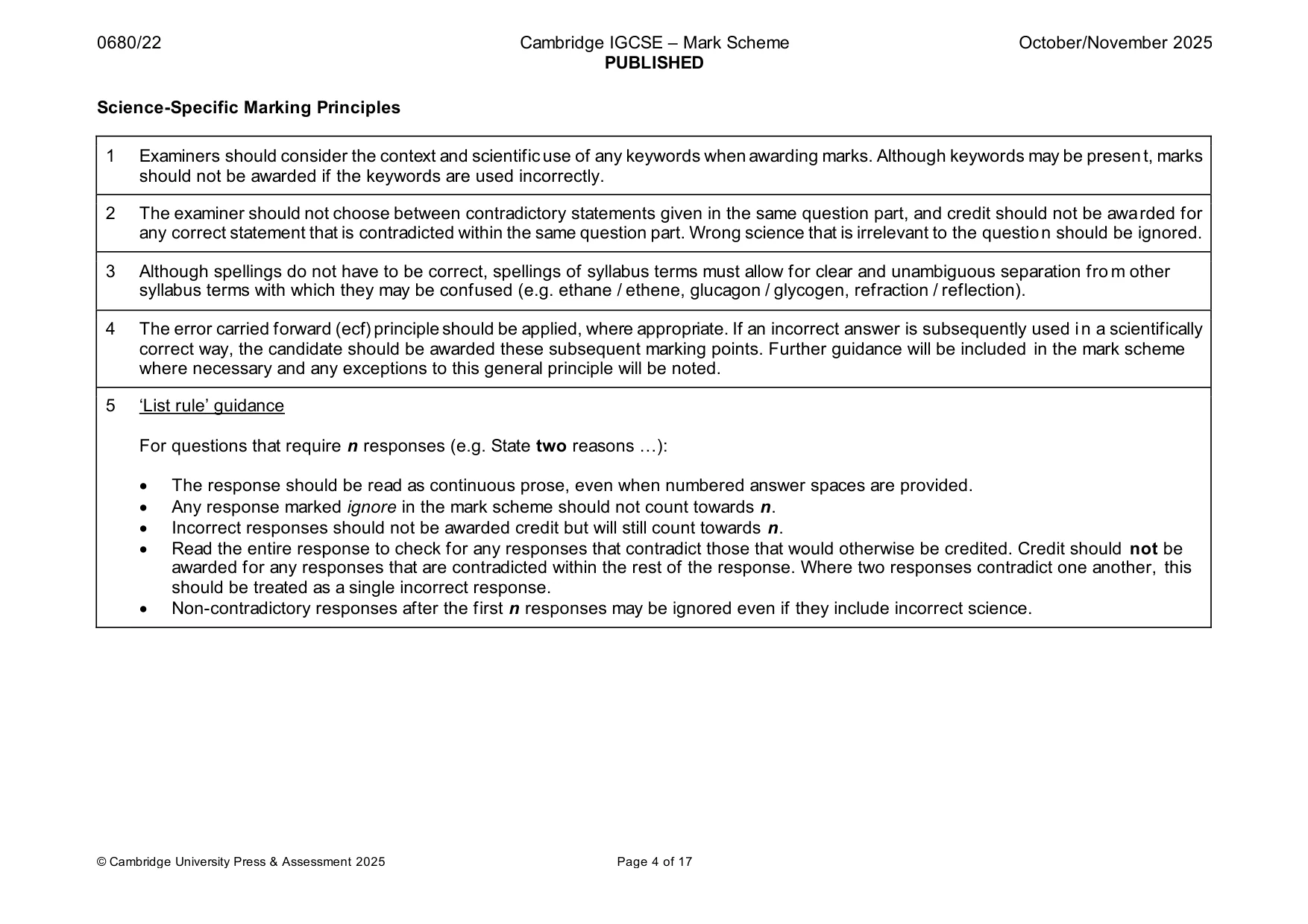 Mark scheme, page 4 of 17