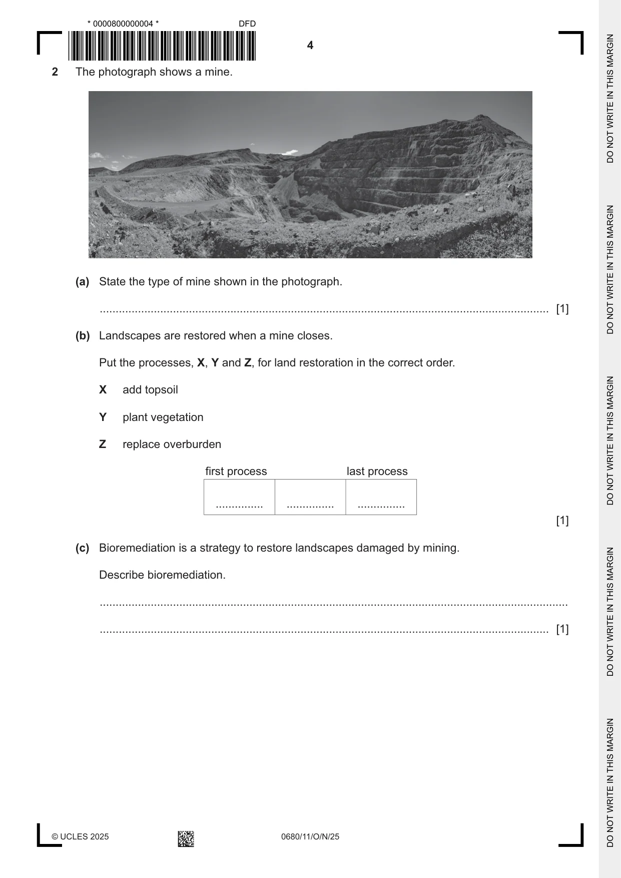 Cambridge IGCSE Environmental Management 0680 2025 Oct/Nov Paper 1 · Variant 1 question paper, page 4 of 20