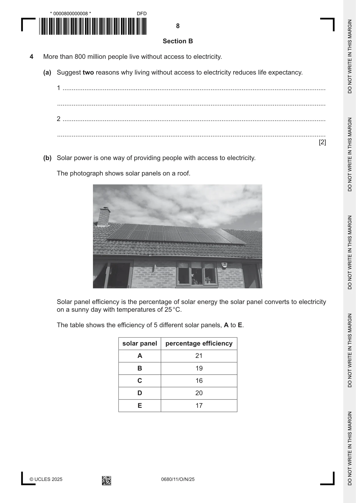 Cambridge IGCSE Environmental Management 0680 2025 Oct/Nov Paper 1 · Variant 1 question paper, page 8 of 20