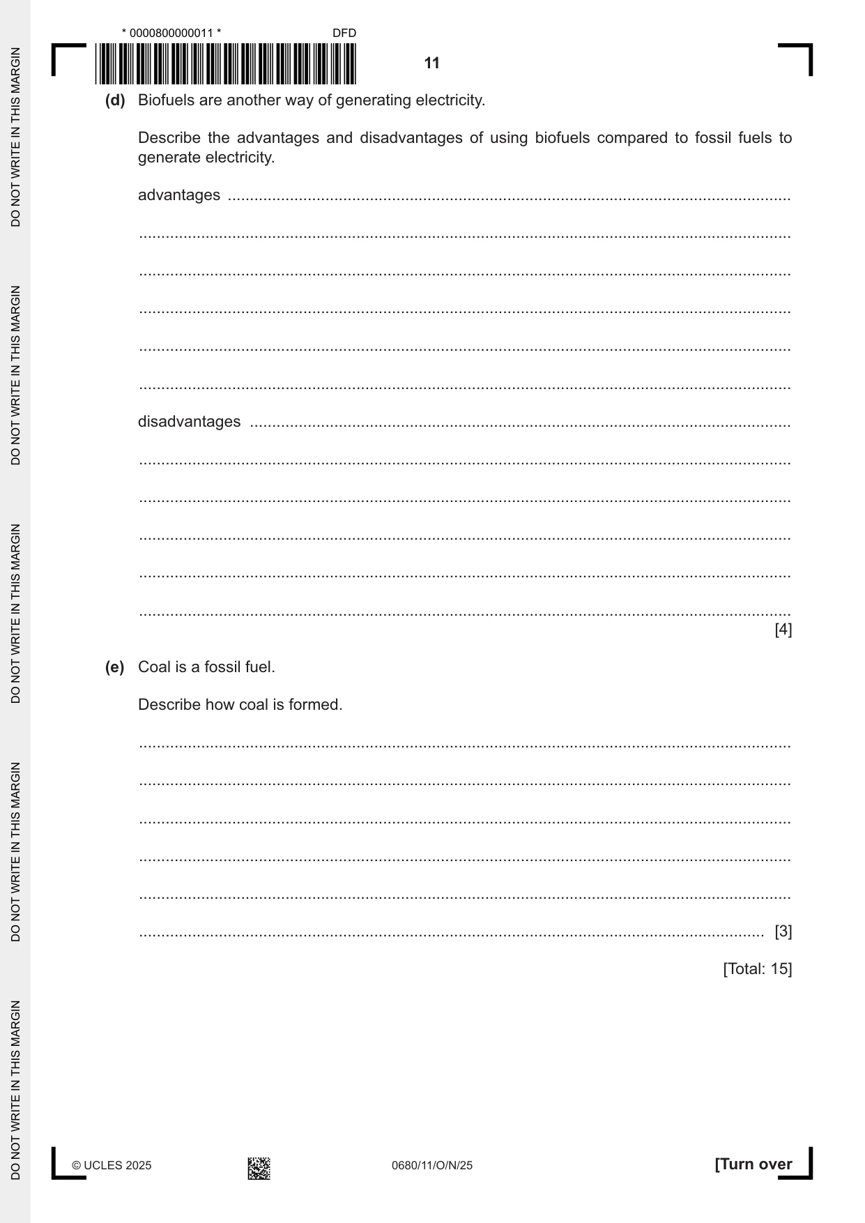 Cambridge IGCSE Environmental Management 0680 2025 Oct/Nov Paper 1 · Variant 1 question paper, page 11 of 20